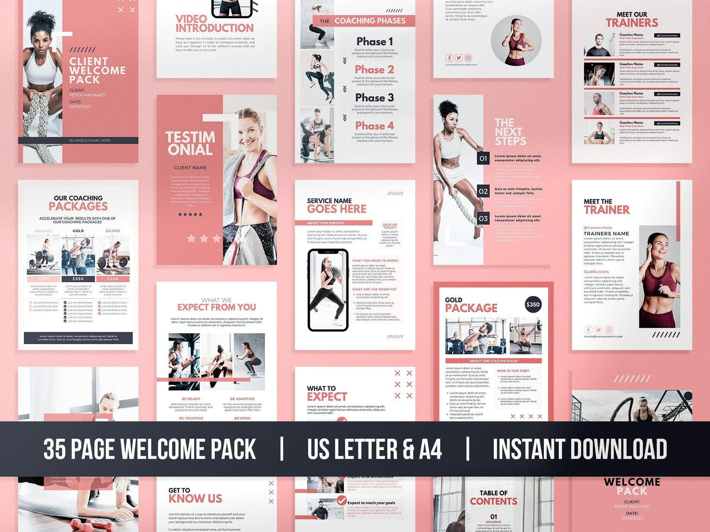 Fitness Client Welcome Pack and Client Goodbye Pack (blush)