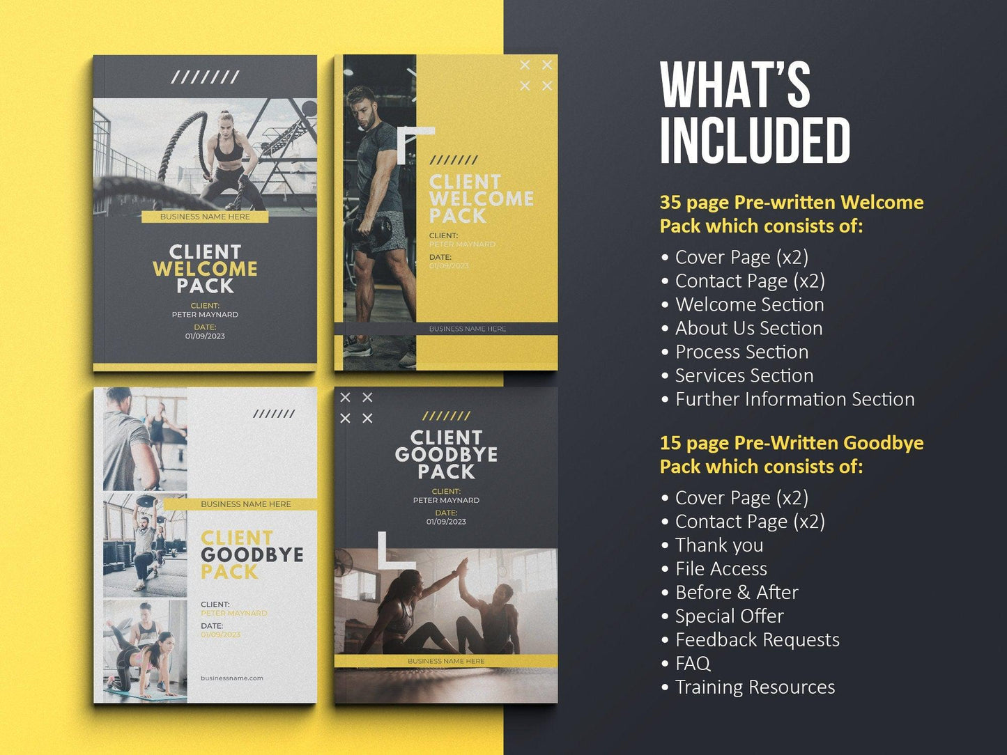 Fitness Client Welcome Pack and Client Goodbye Pack (mustang)