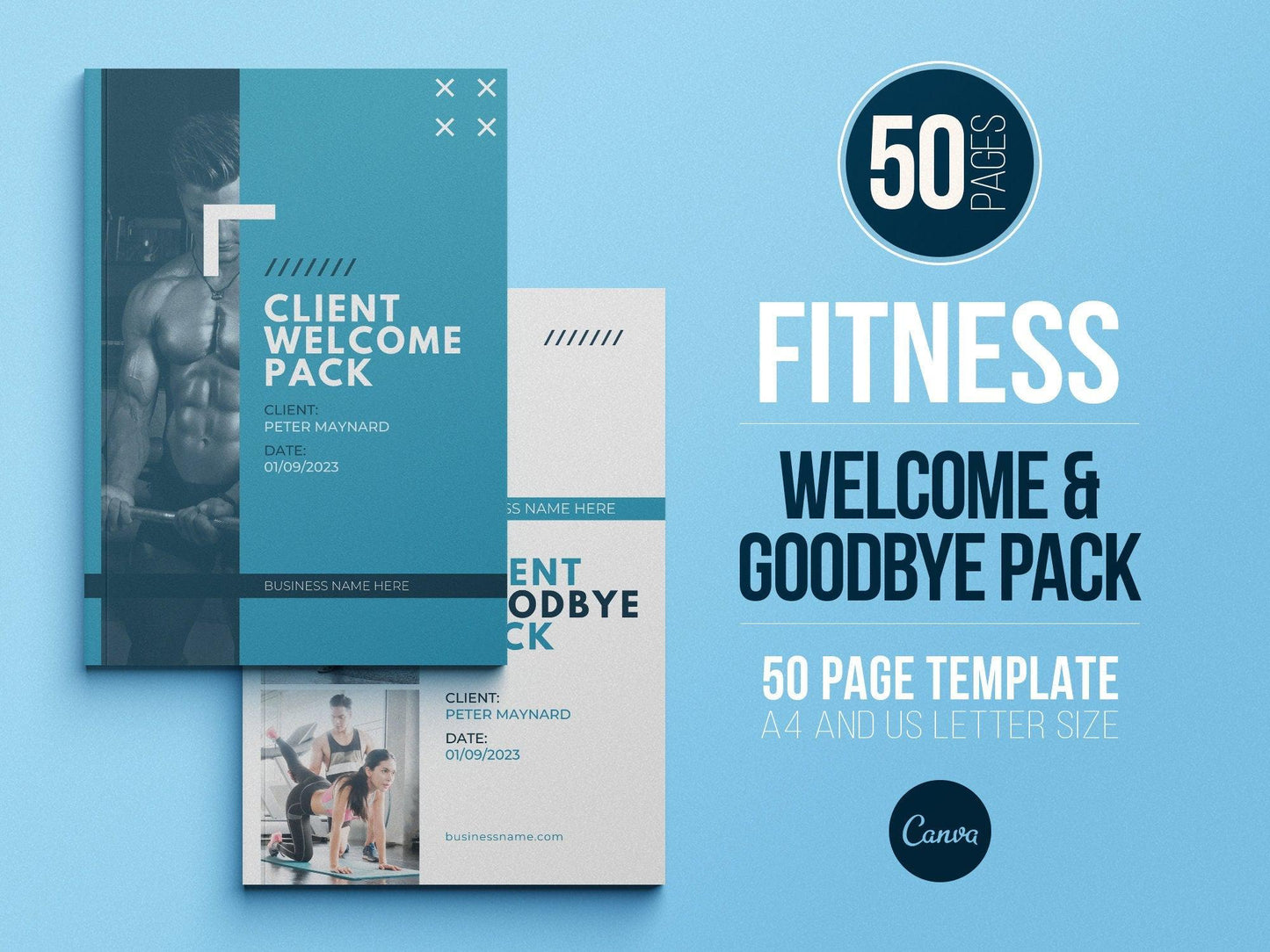 Fitness Client Welcome Pack and Client Goodbye Pack (sky)