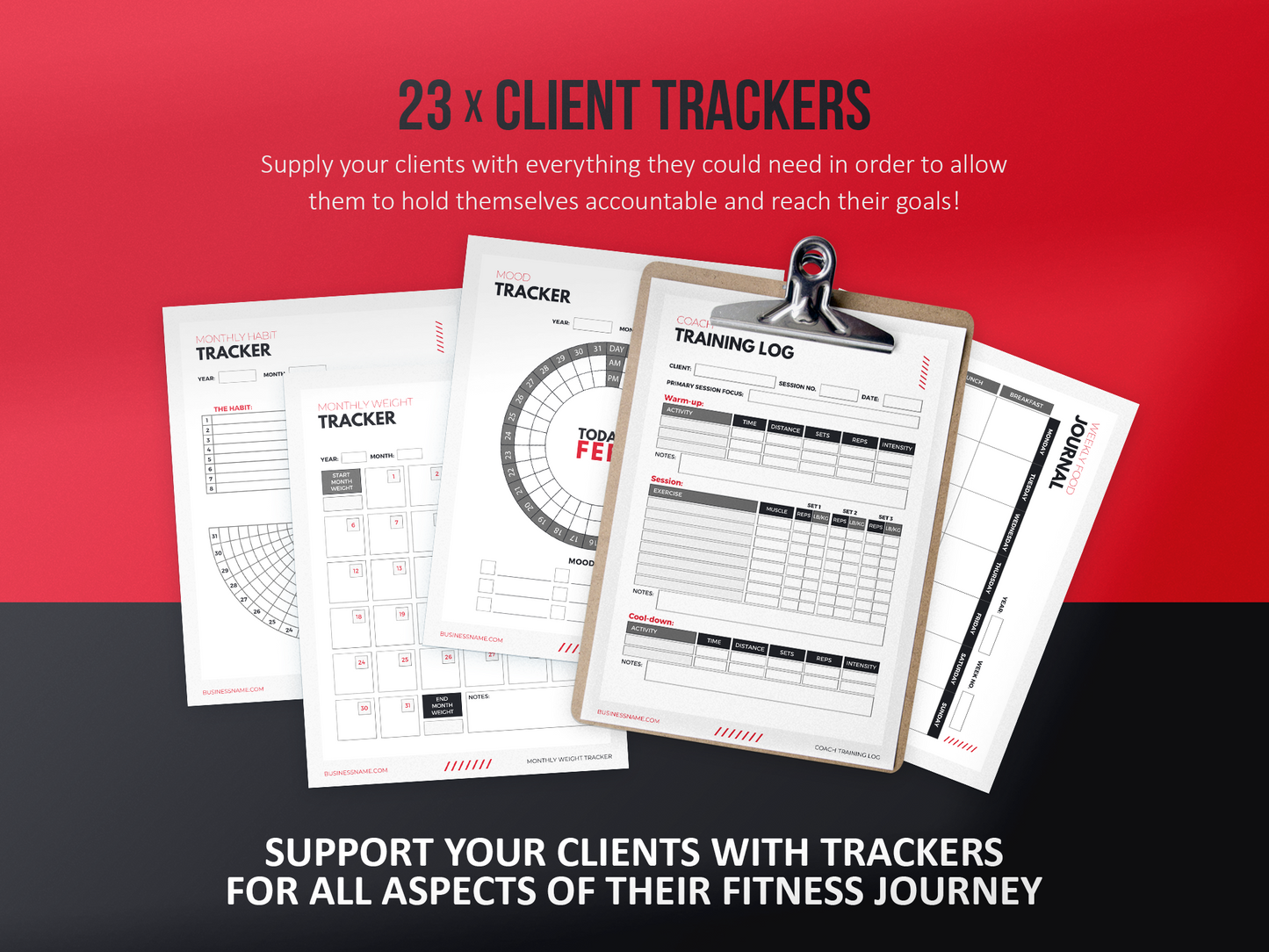 Personal Trainer Client Intake Forms and Fitness Trackers (Scarlet)