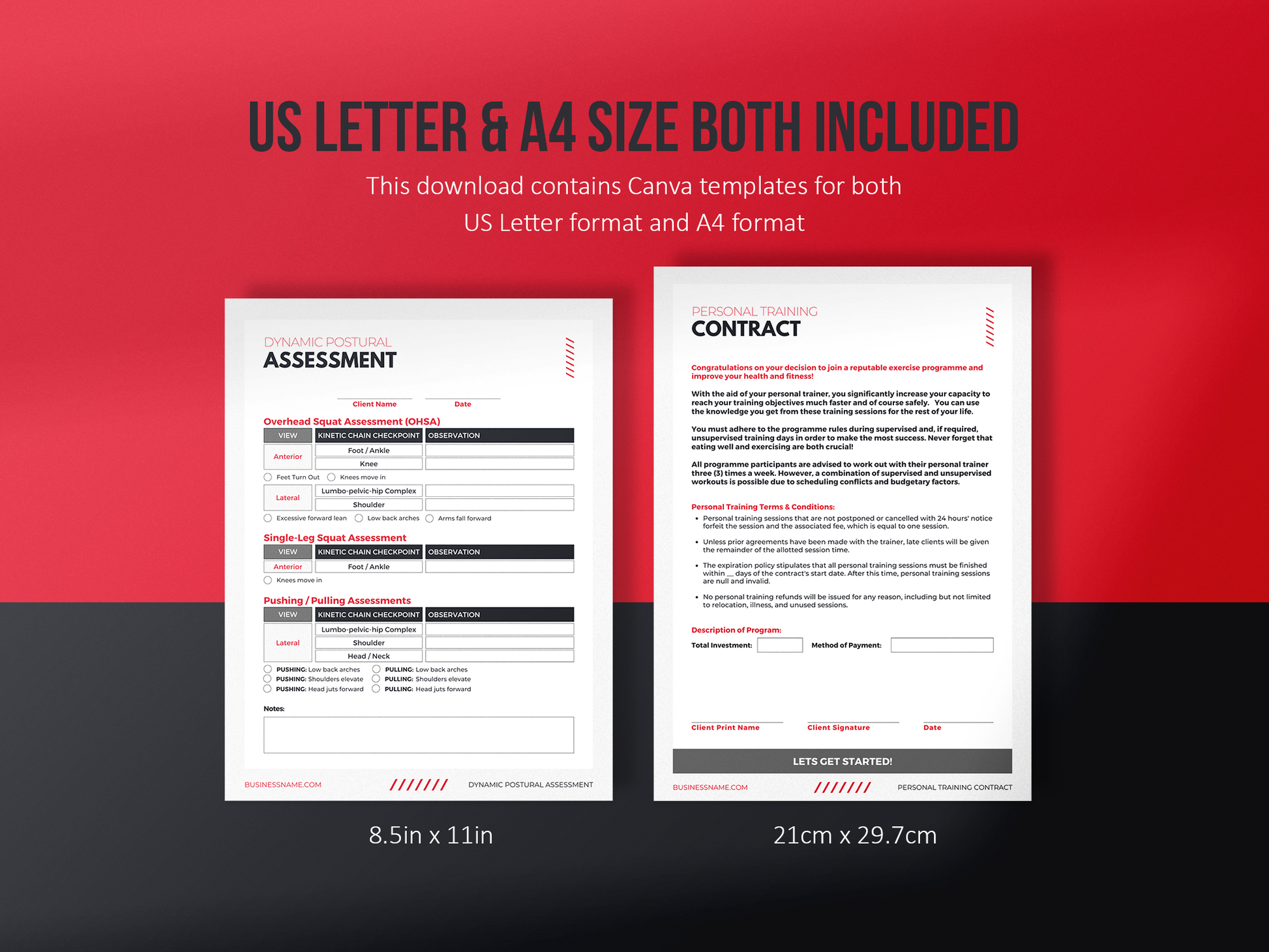 Personal Trainer Client Intake Forms and Fitness Trackers (Scarlet)