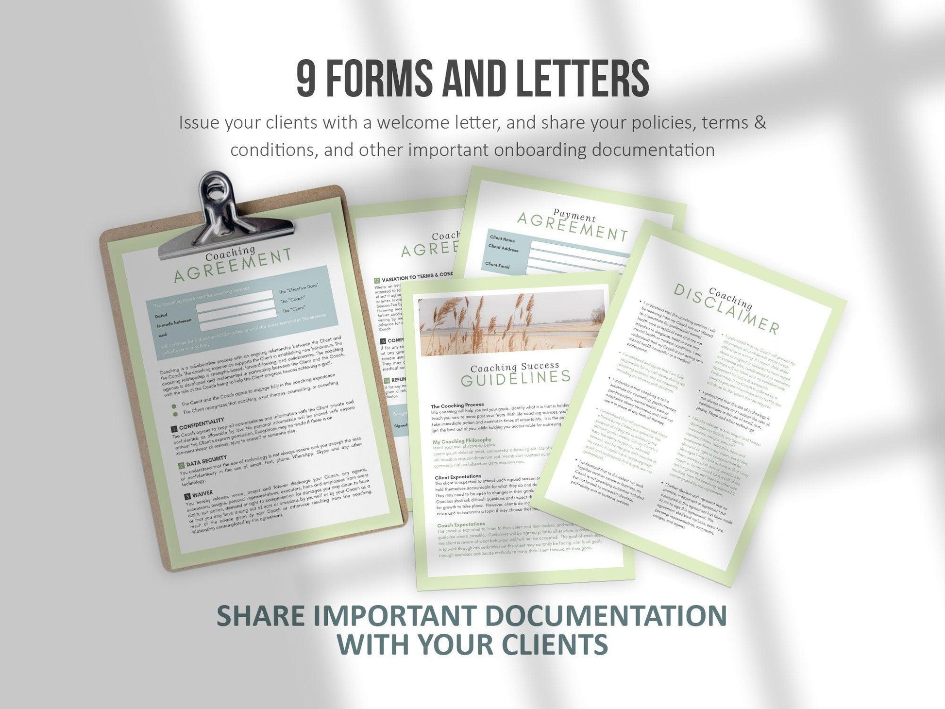 Life Coaching Client Intake Forms (green)