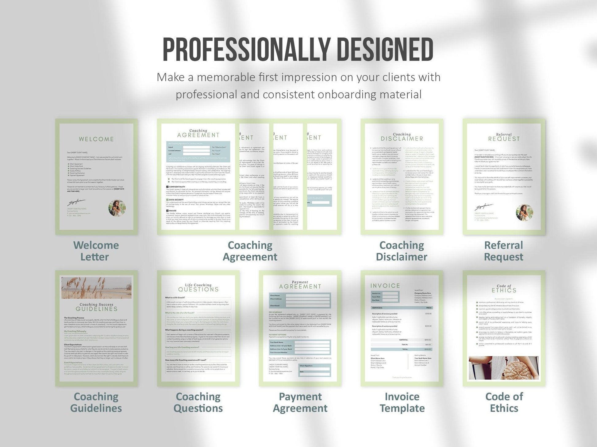 Life Coaching Client Intake Forms (green)