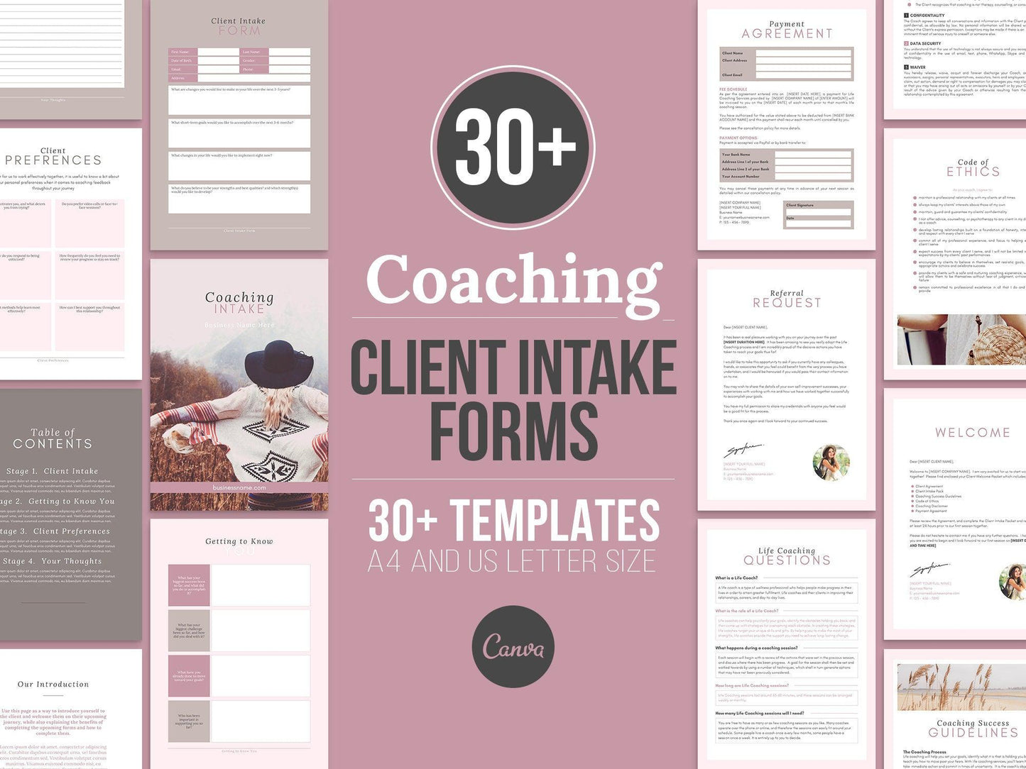 Life Coaching Client Intake Forms (mauve)