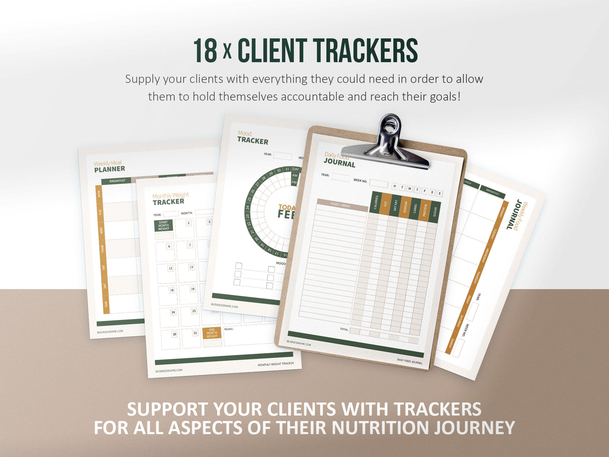 Nutrition Coach Client Intake Forms and Nutrition Trackers (Nature)