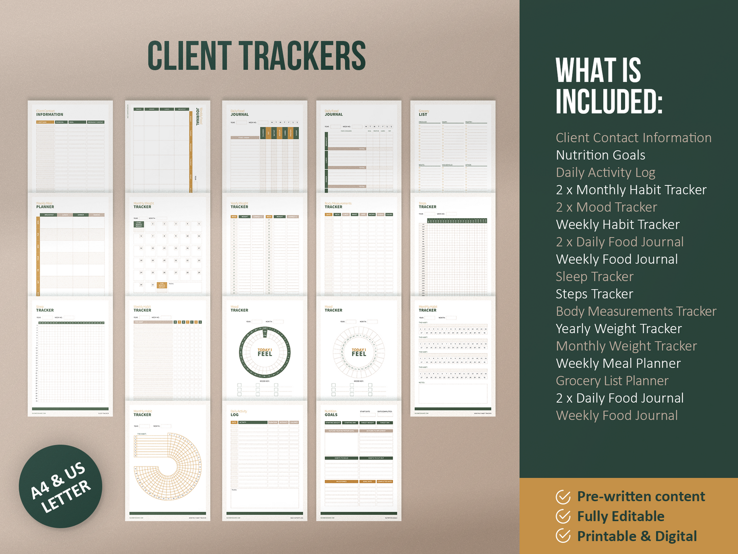 Nutrition Coach Client Intake Forms and Nutrition Trackers (Nature)