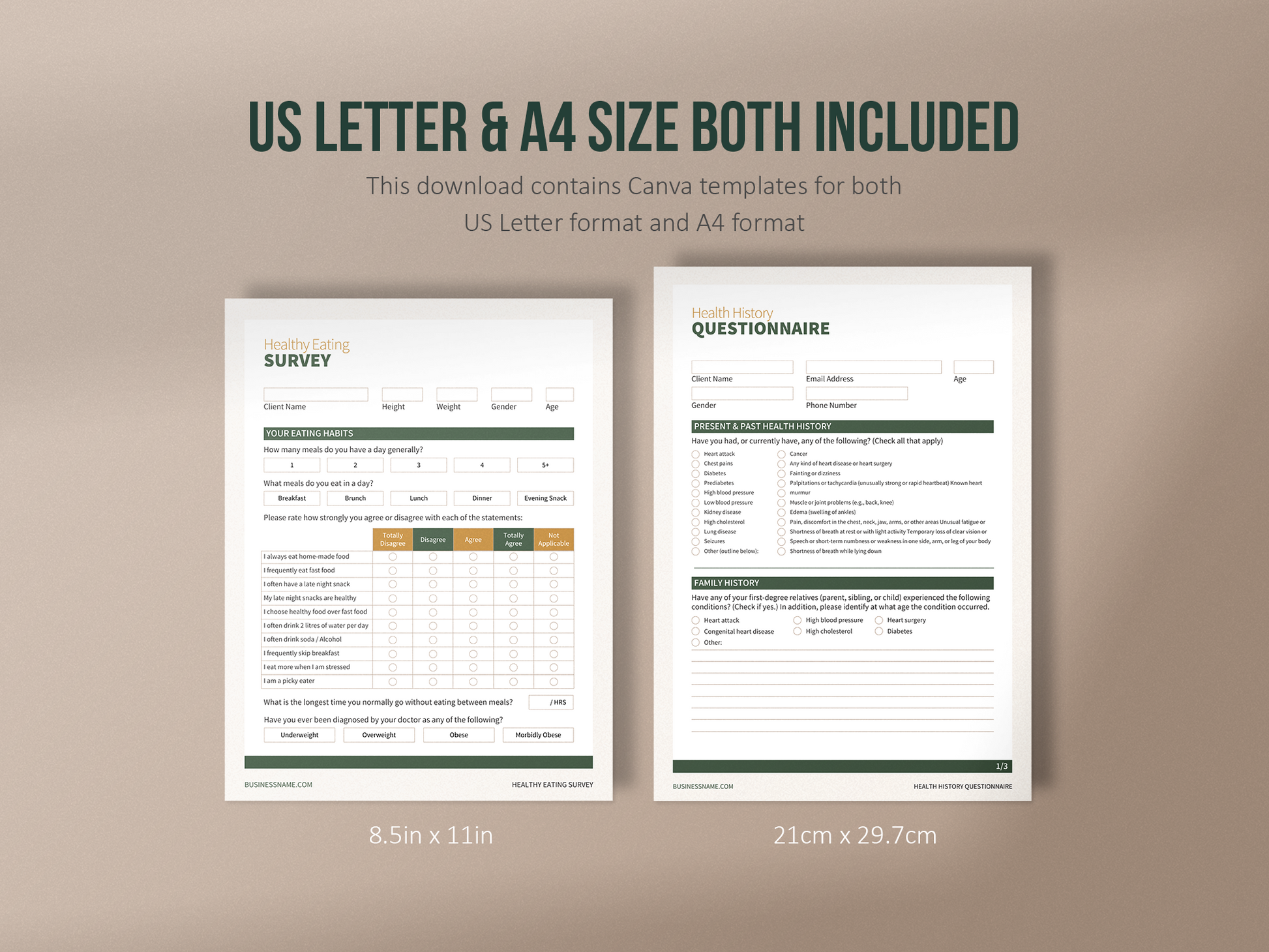 Nutrition Coach Client Intake Forms and Nutrition Trackers (Nature)