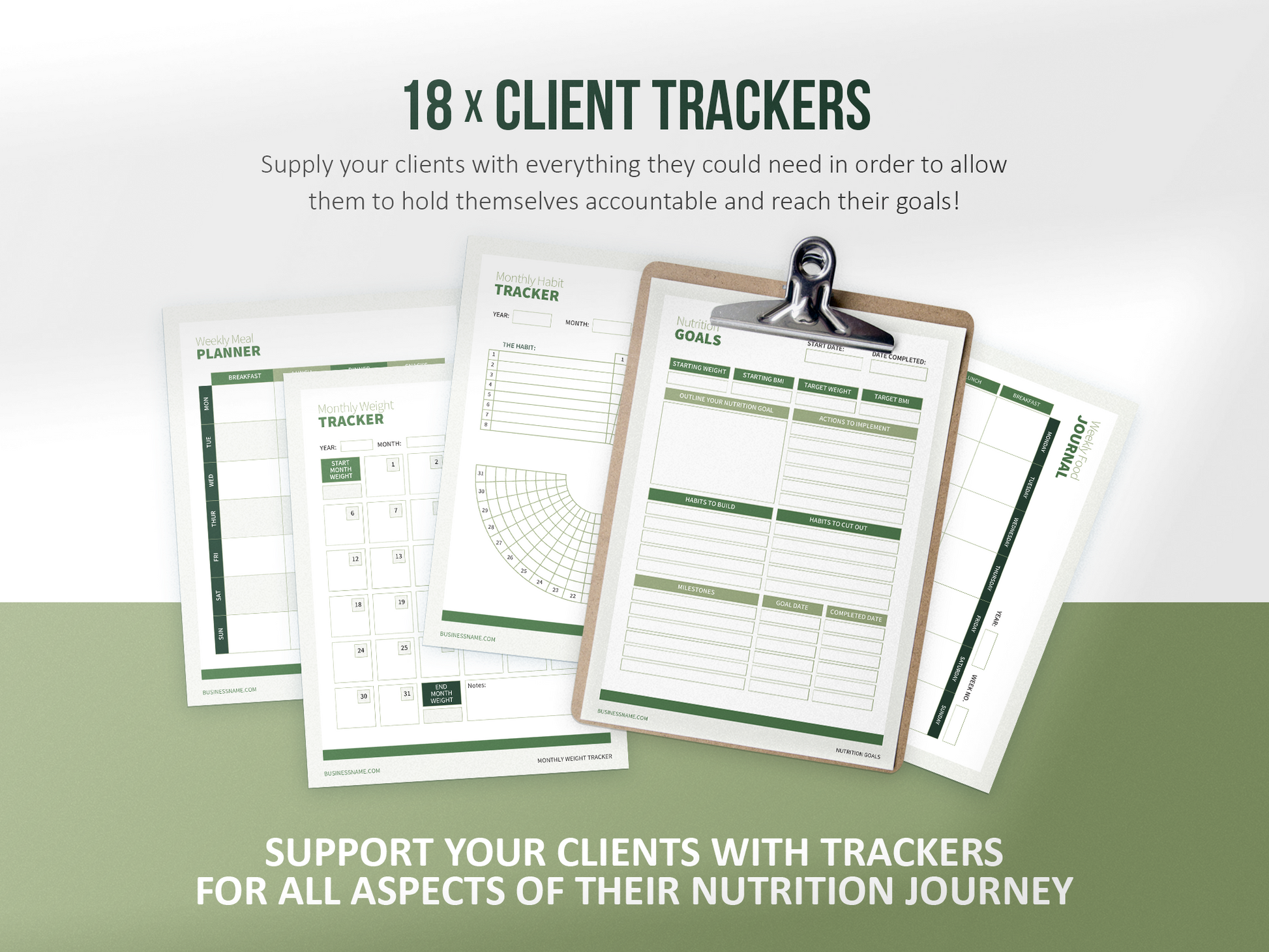 Nutrition Coach Client Intake Forms and Nutrition Trackers (Olive)