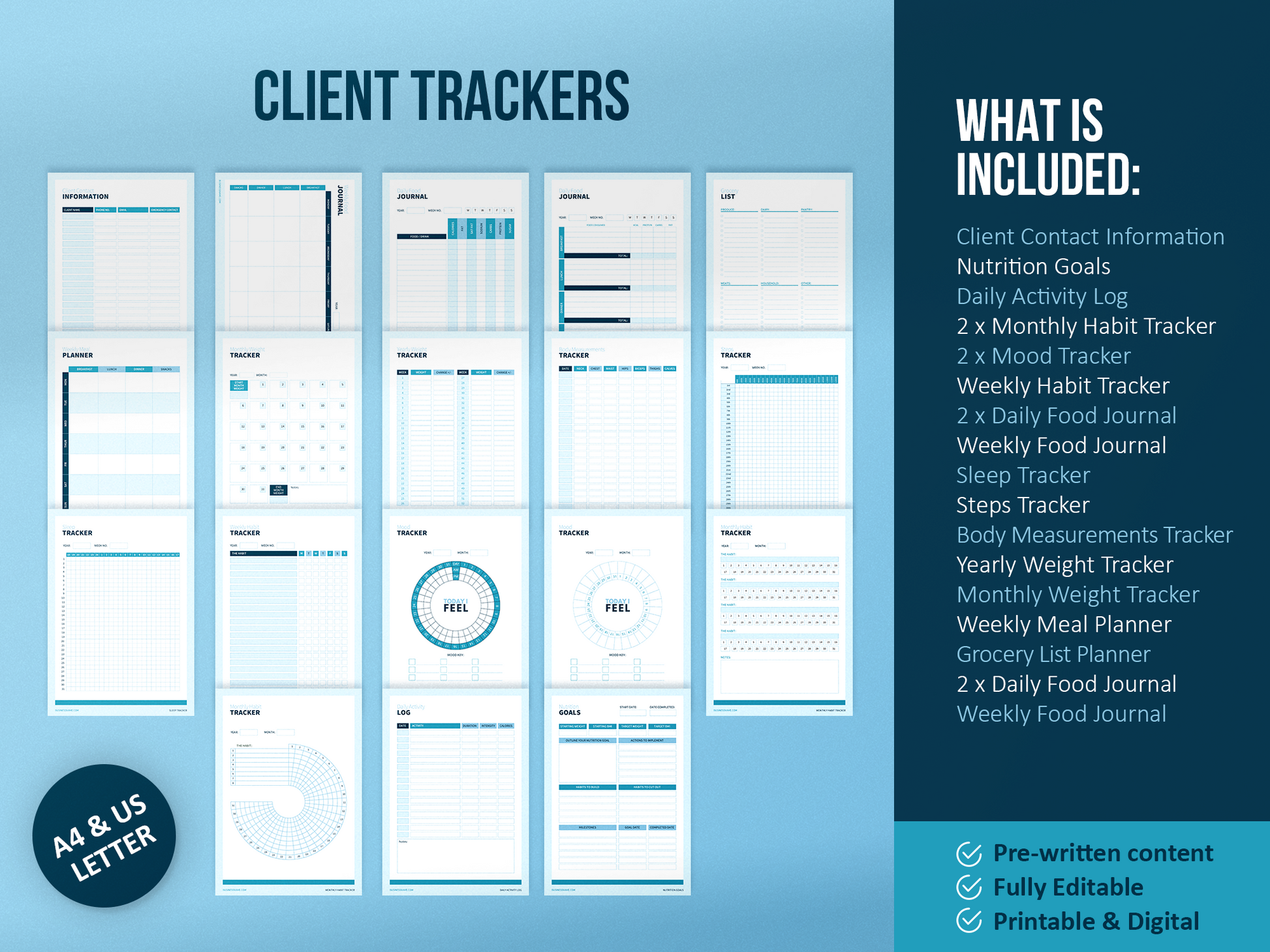 Nutrition Coach Client Intake Forms and Nutrition Trackers (Sky)