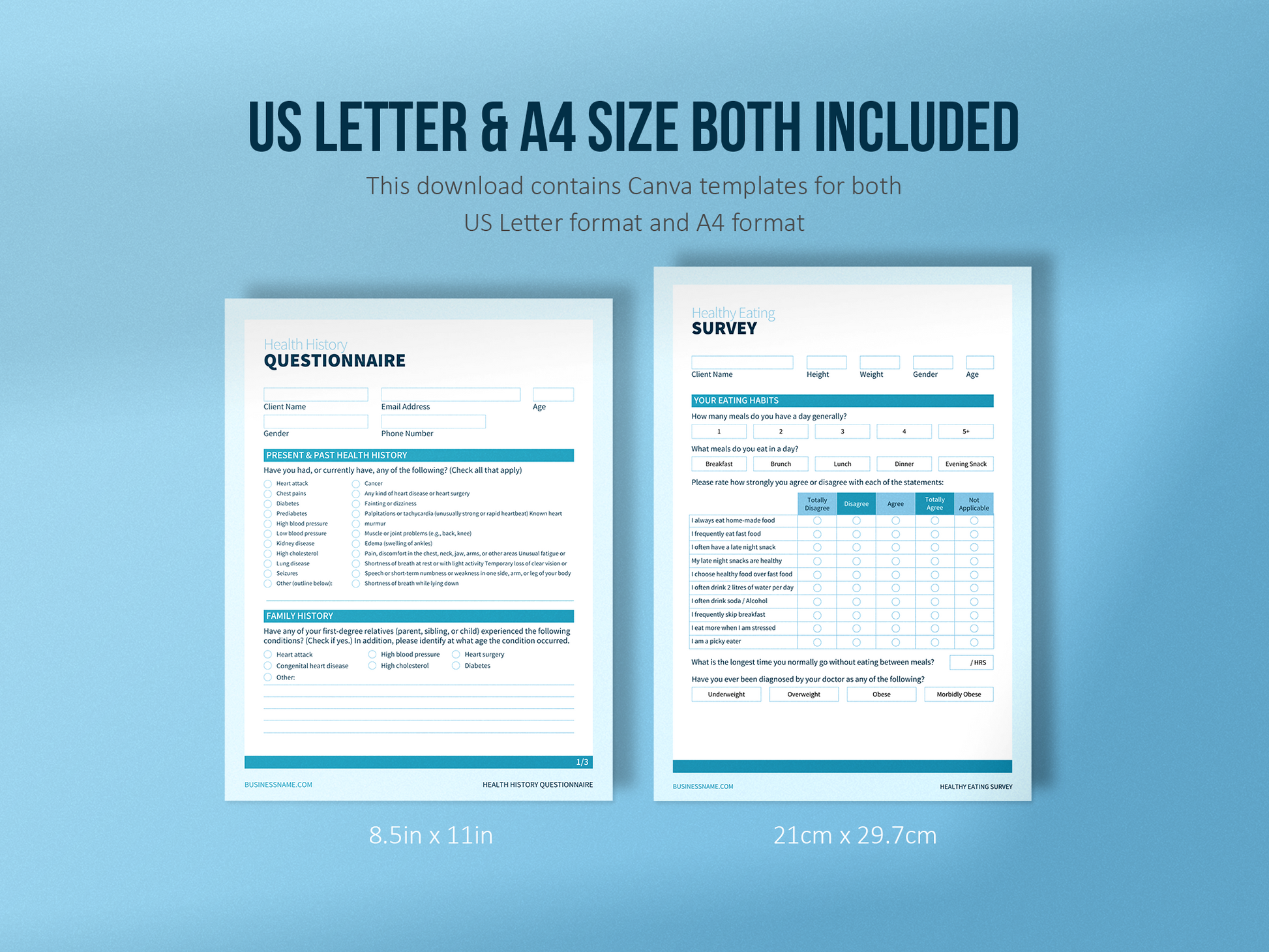 Nutrition Coach Client Intake Forms and Nutrition Trackers (Sky)