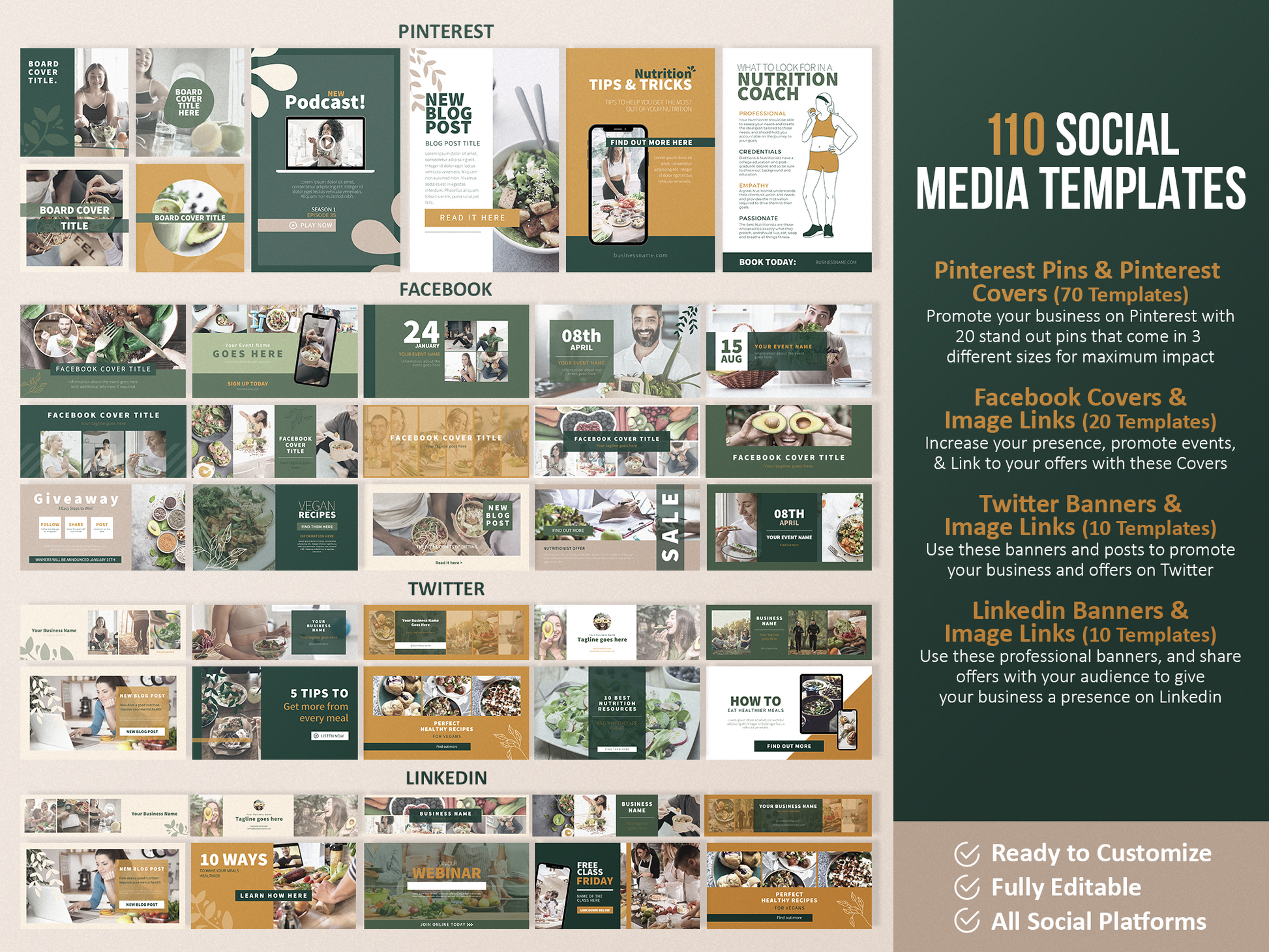 Nutritionist Ultimate Toolkit | Health and Nutrition Templates | Health and Wellbeing | Dietitian Template | Canva Template | Recipe Book