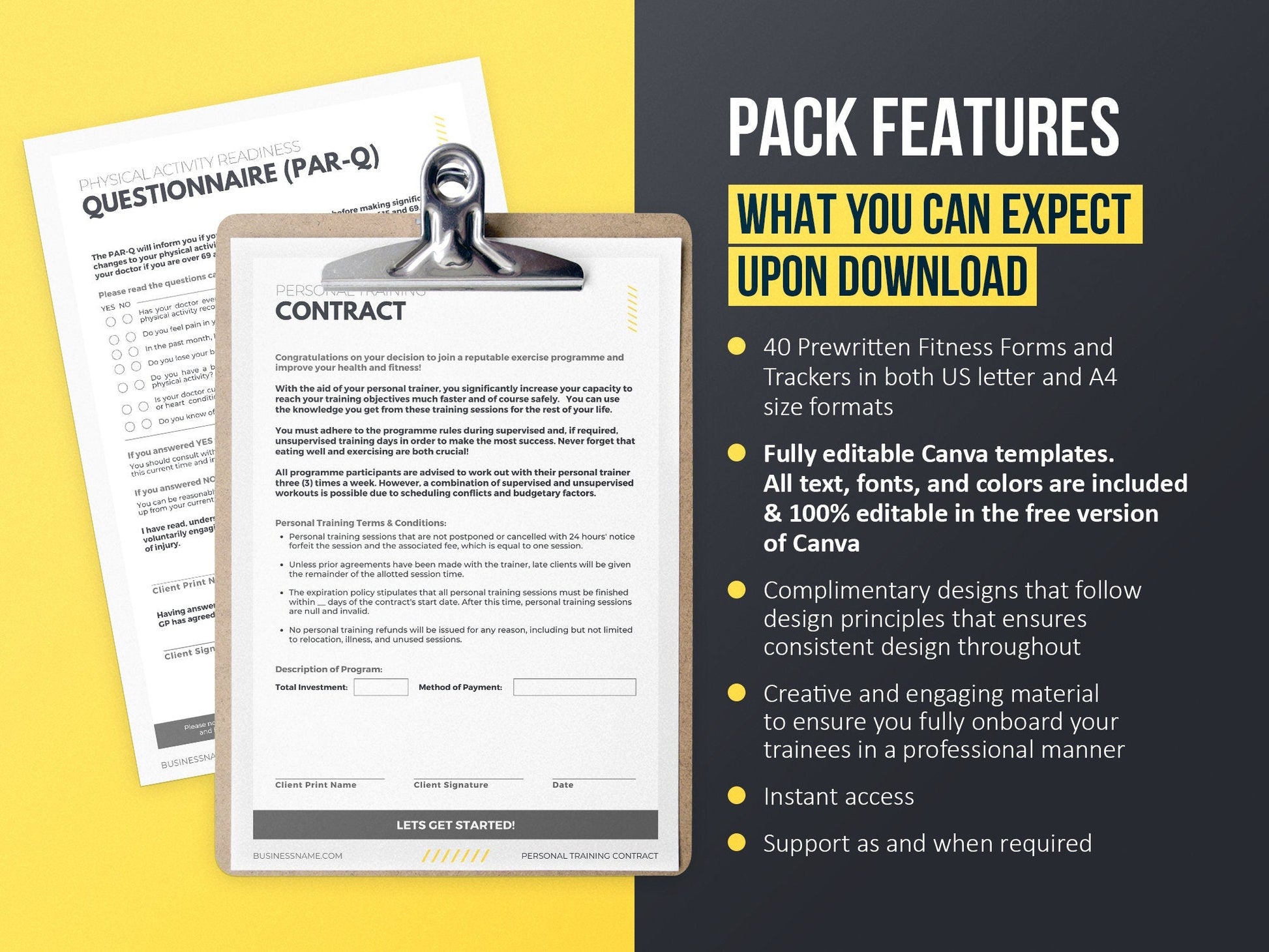 Personal Trainer Client Intake Forms and Fitness Trackers (mustang)