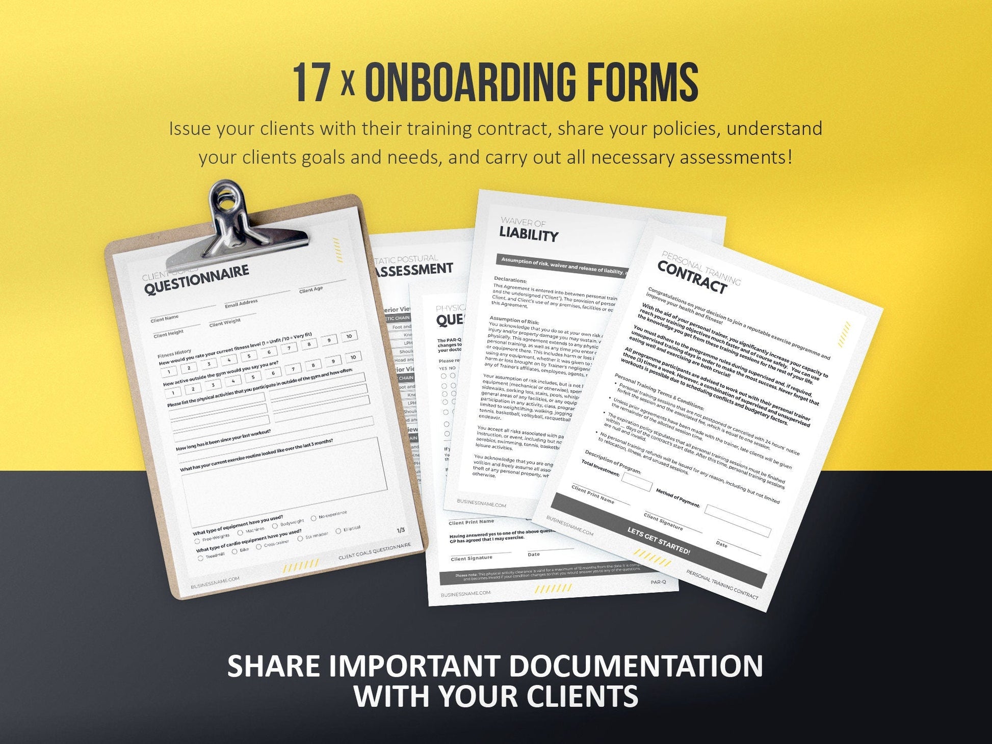 Personal Trainer Client Intake Forms and Fitness Trackers (mustang)