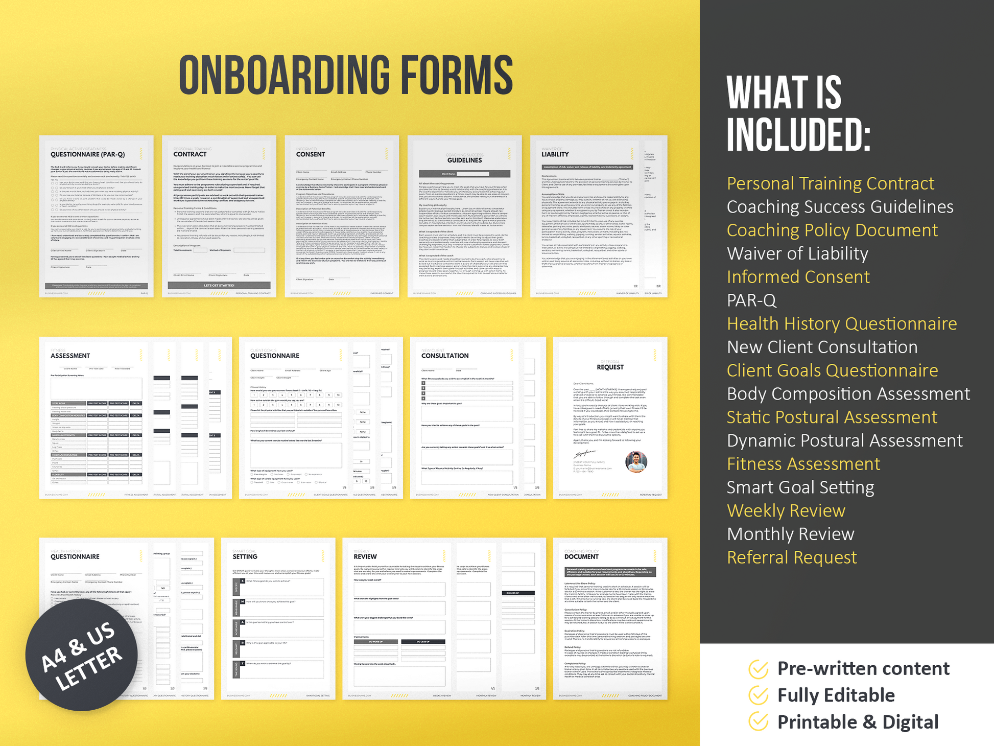 Personal Trainer Client Intake Forms and Fitness Trackers (mustang)