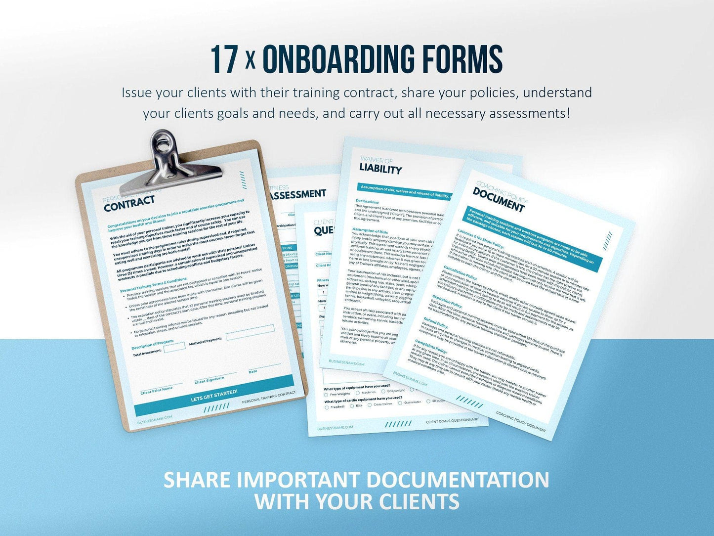 Personal Trainer Client Intake Forms and Fitness Trackers (sky)