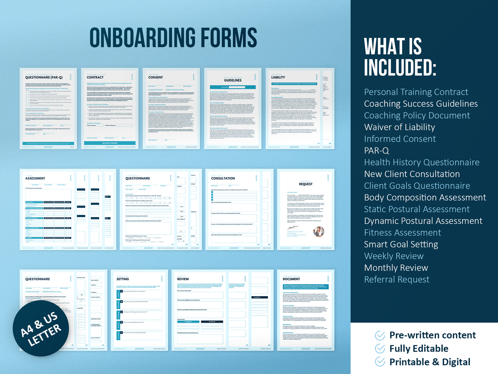 Personal Trainer Client Intake Forms and Fitness Trackers (sky)