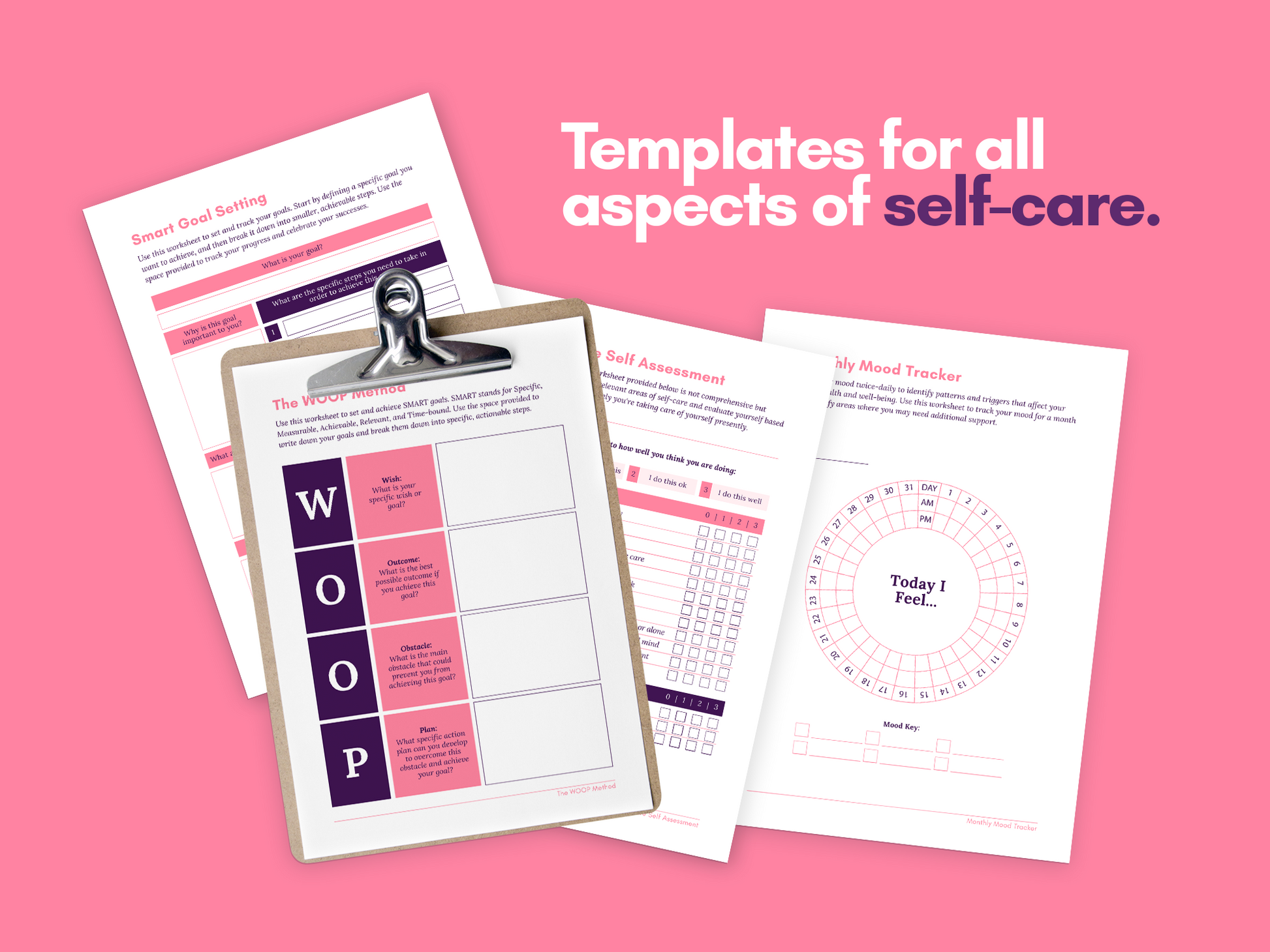 Self-Care Worksheets & Trackers (Punch)