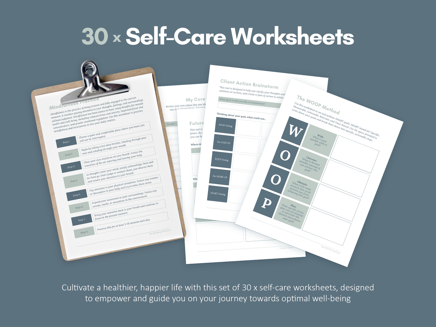 Self-Care Worksheets & Trackers (Duck Egg)