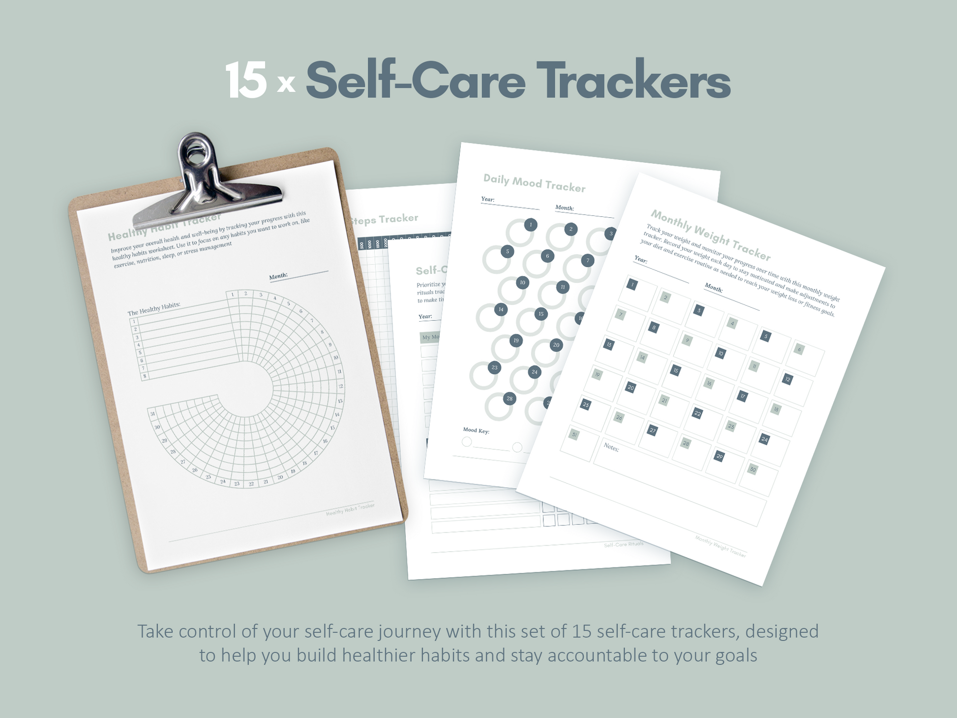 Self-Care Worksheets & Trackers (Duck Egg)