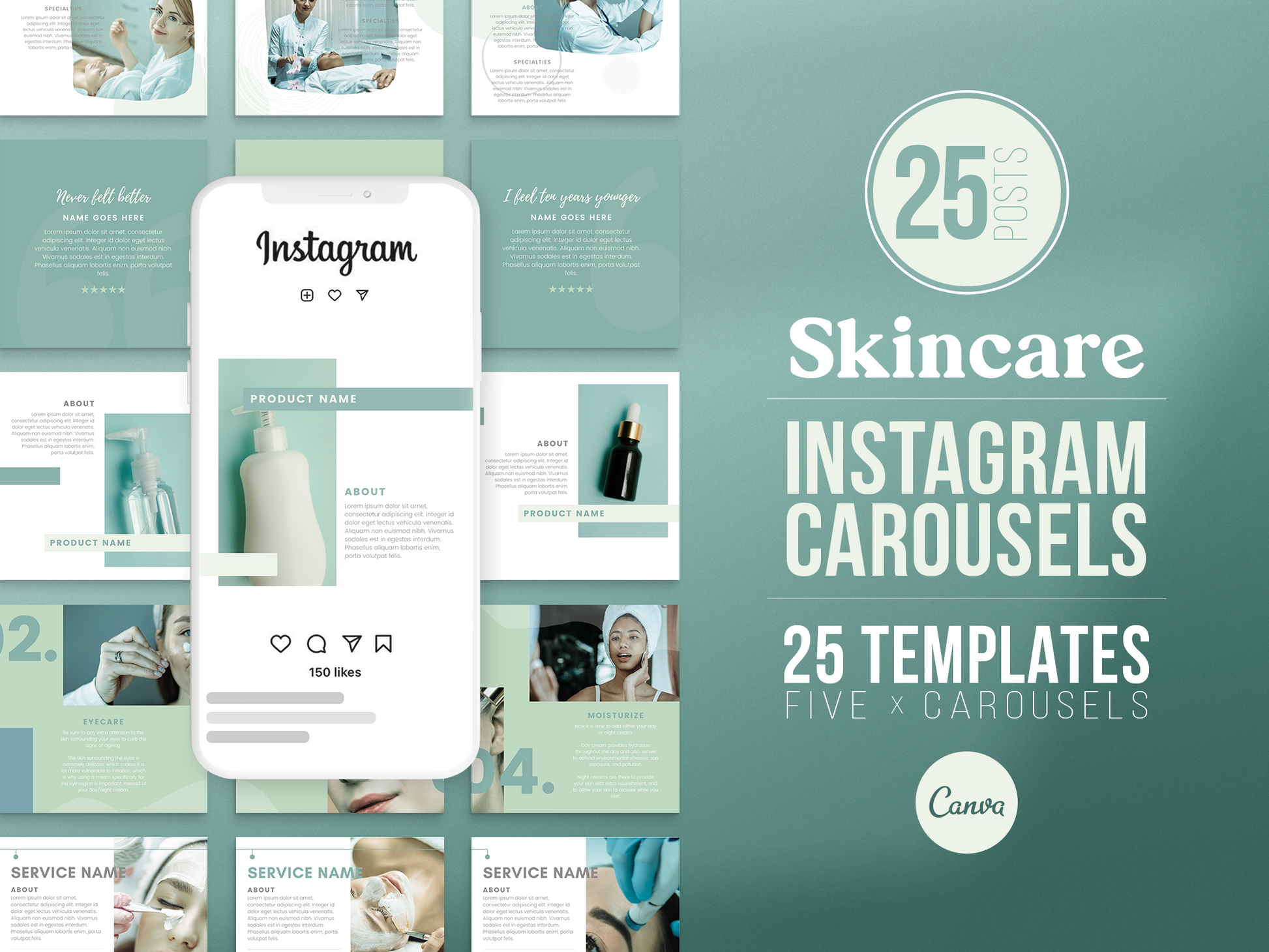 Skincare Instagram Carousel Templates (aloe) – simplifymysocials