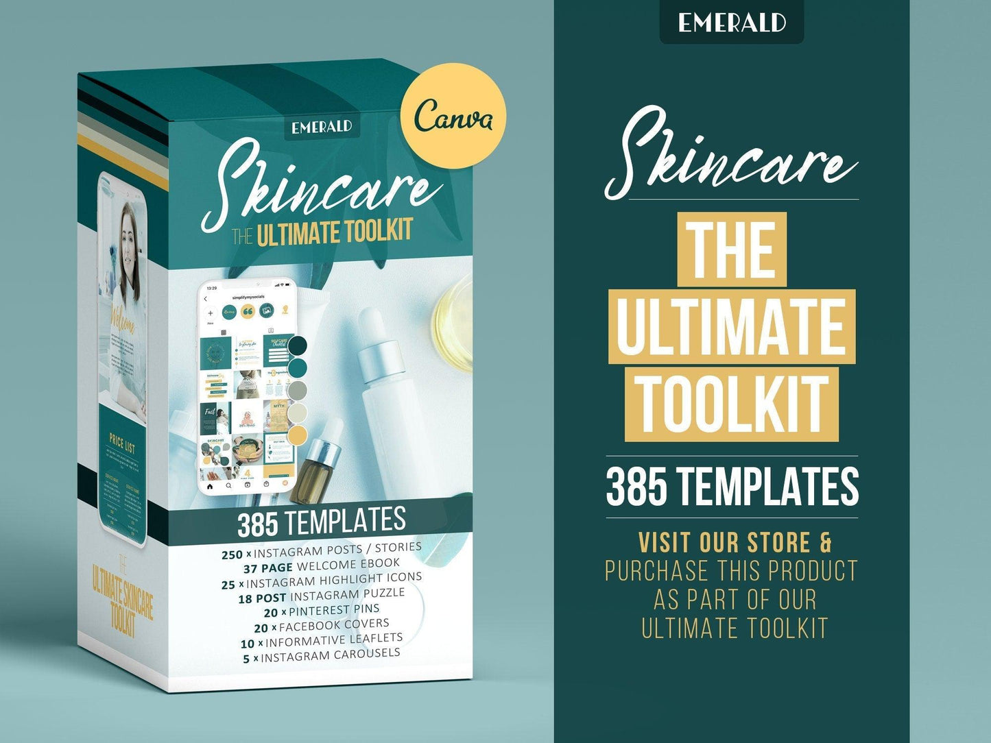 Skincare Instagram Carousel Templates (emerald)