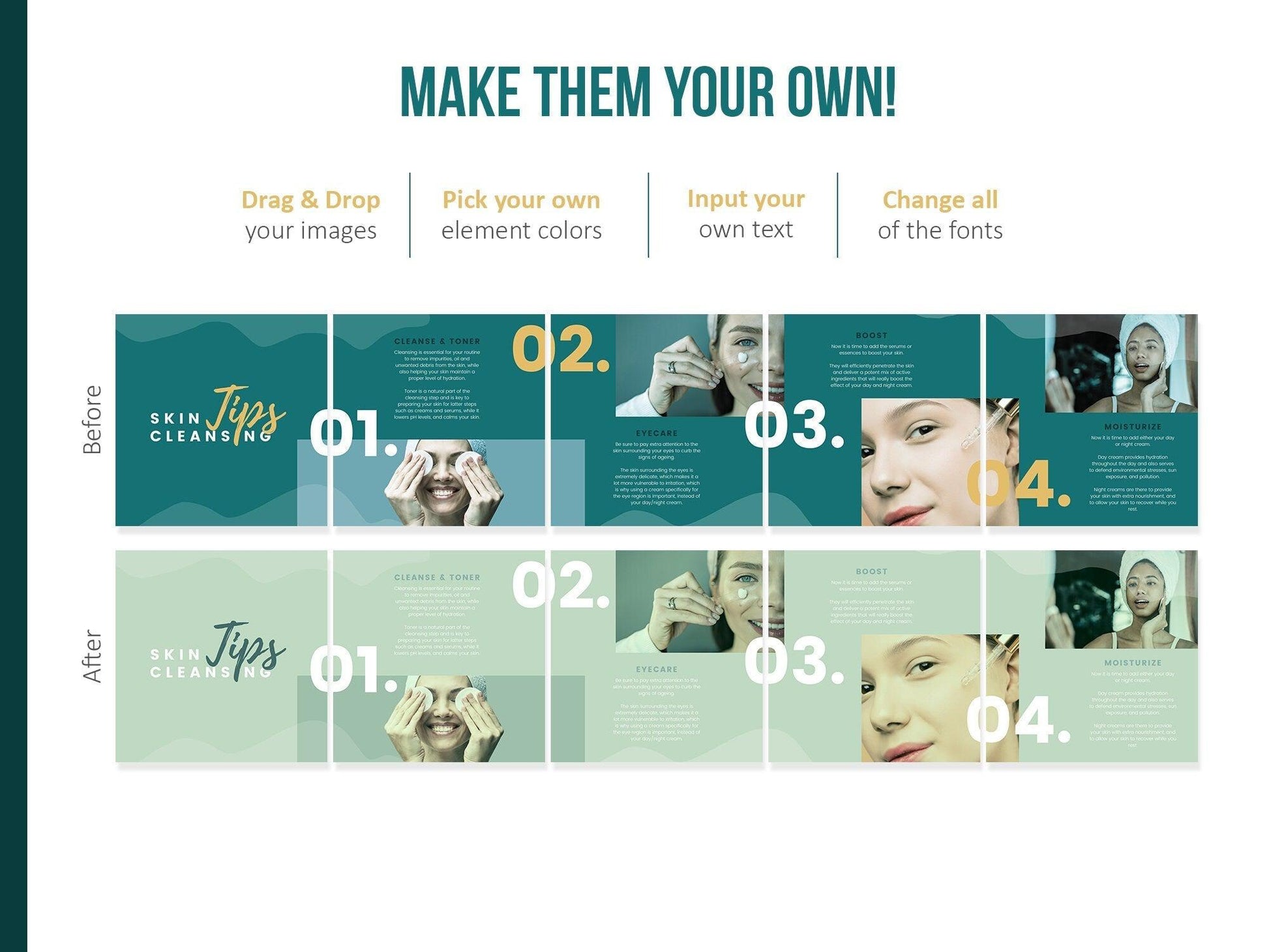 Skincare Instagram Carousel Templates (emerald)