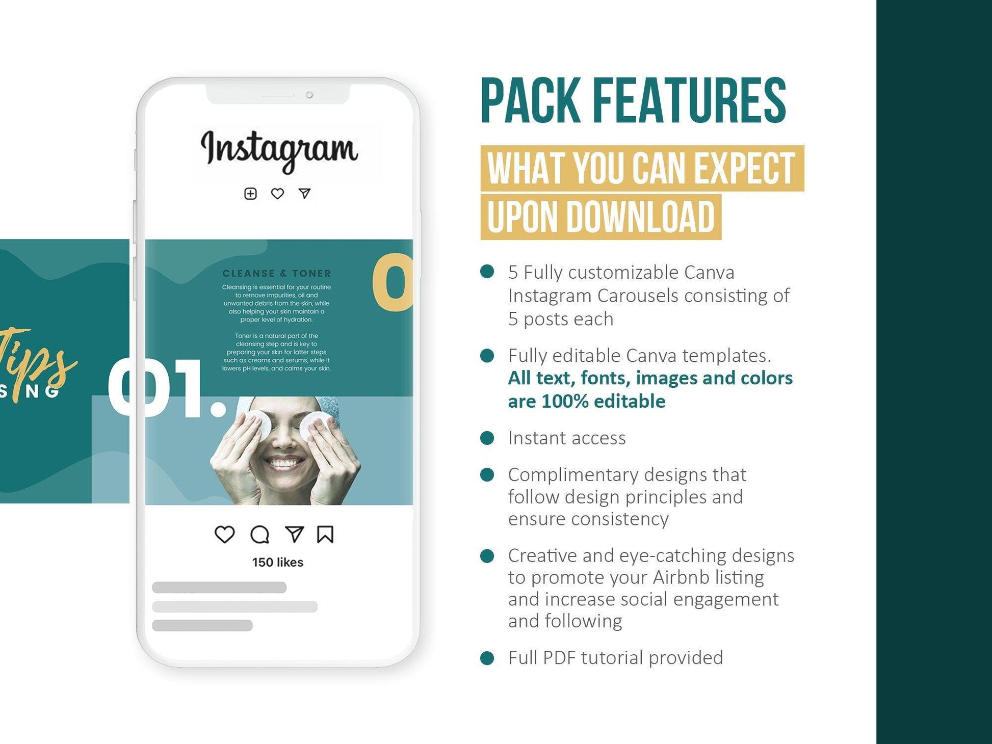 Skincare Instagram Carousel Templates (emerald)