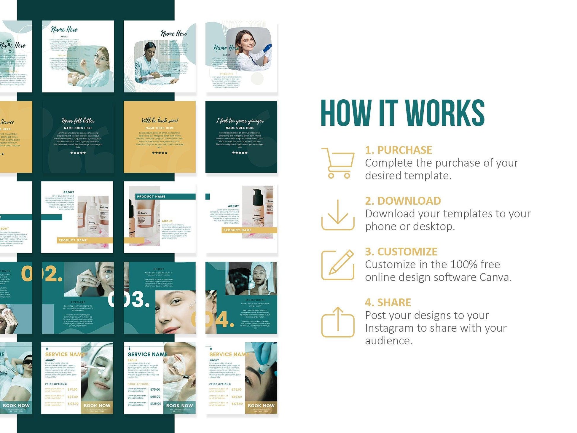 Skincare Instagram Carousel Templates (emerald)