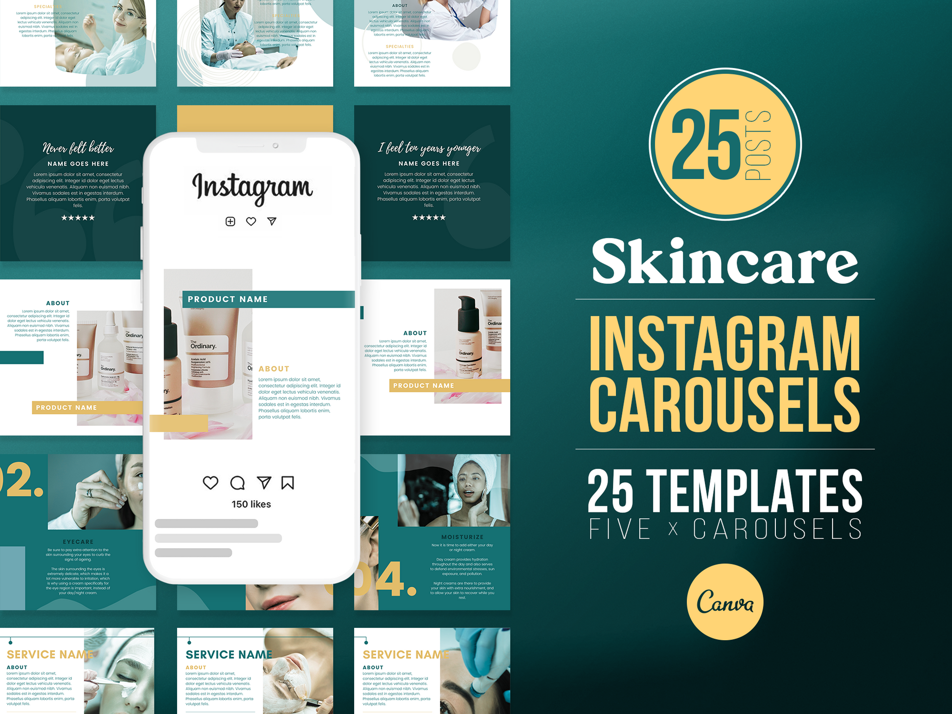 Skincare Instagram Carousel Templates (emerald)