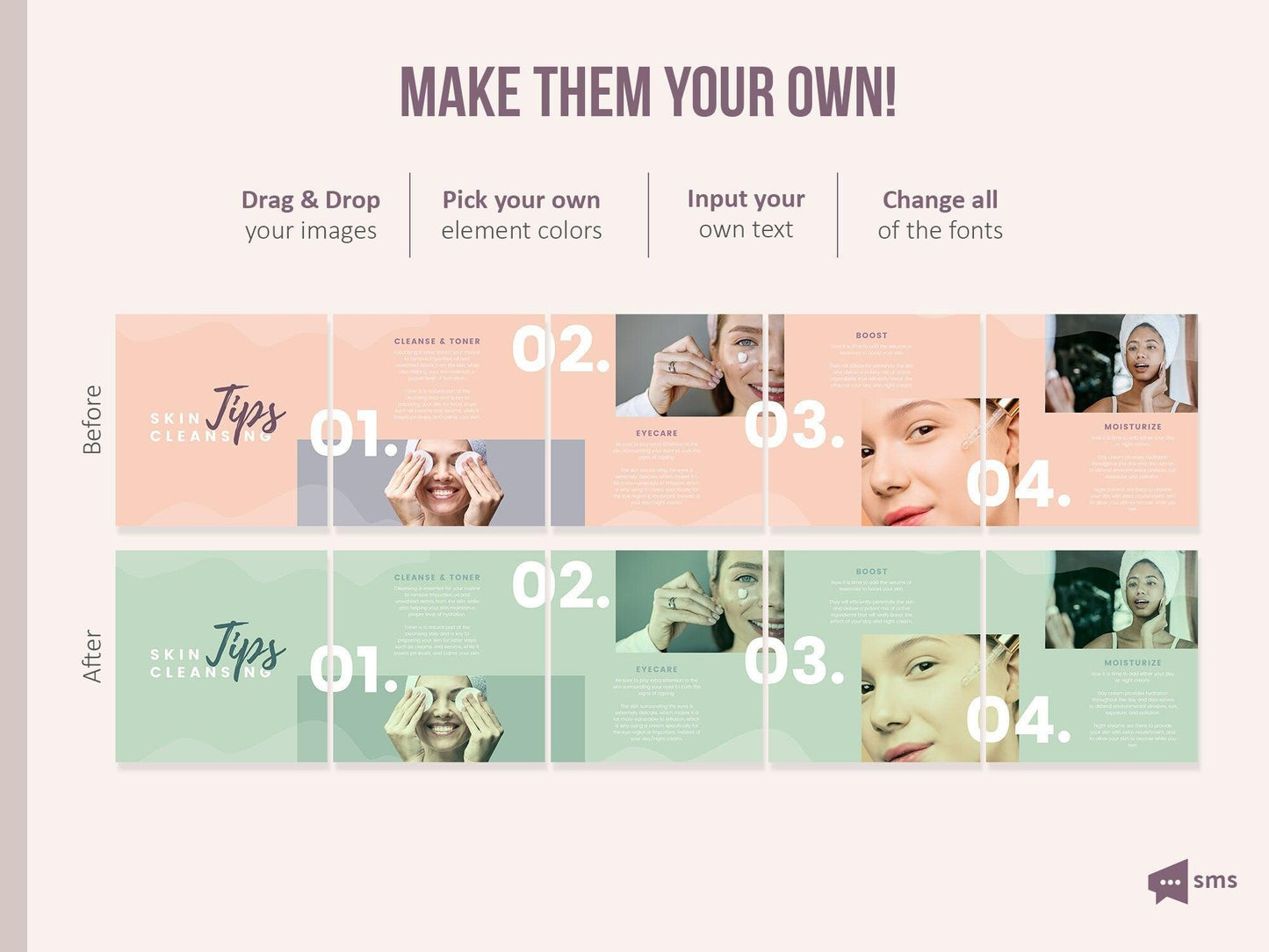 Skincare Instagram Carousel Templates (pebble)