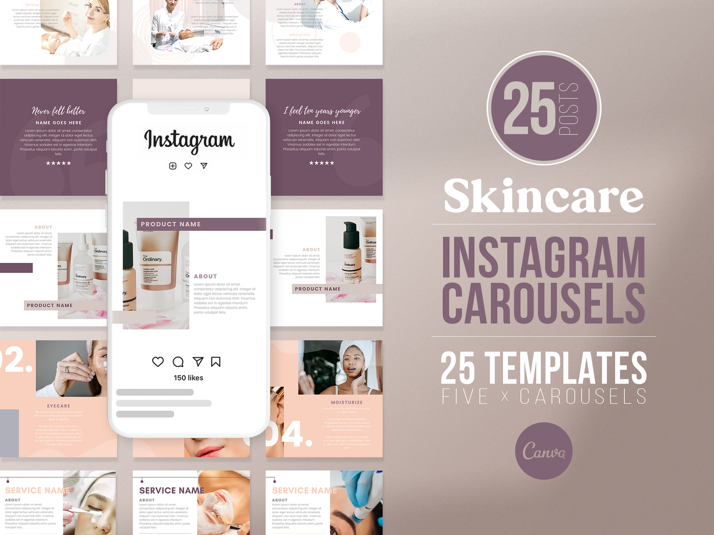 Skincare Instagram Carousel Templates (pebble)