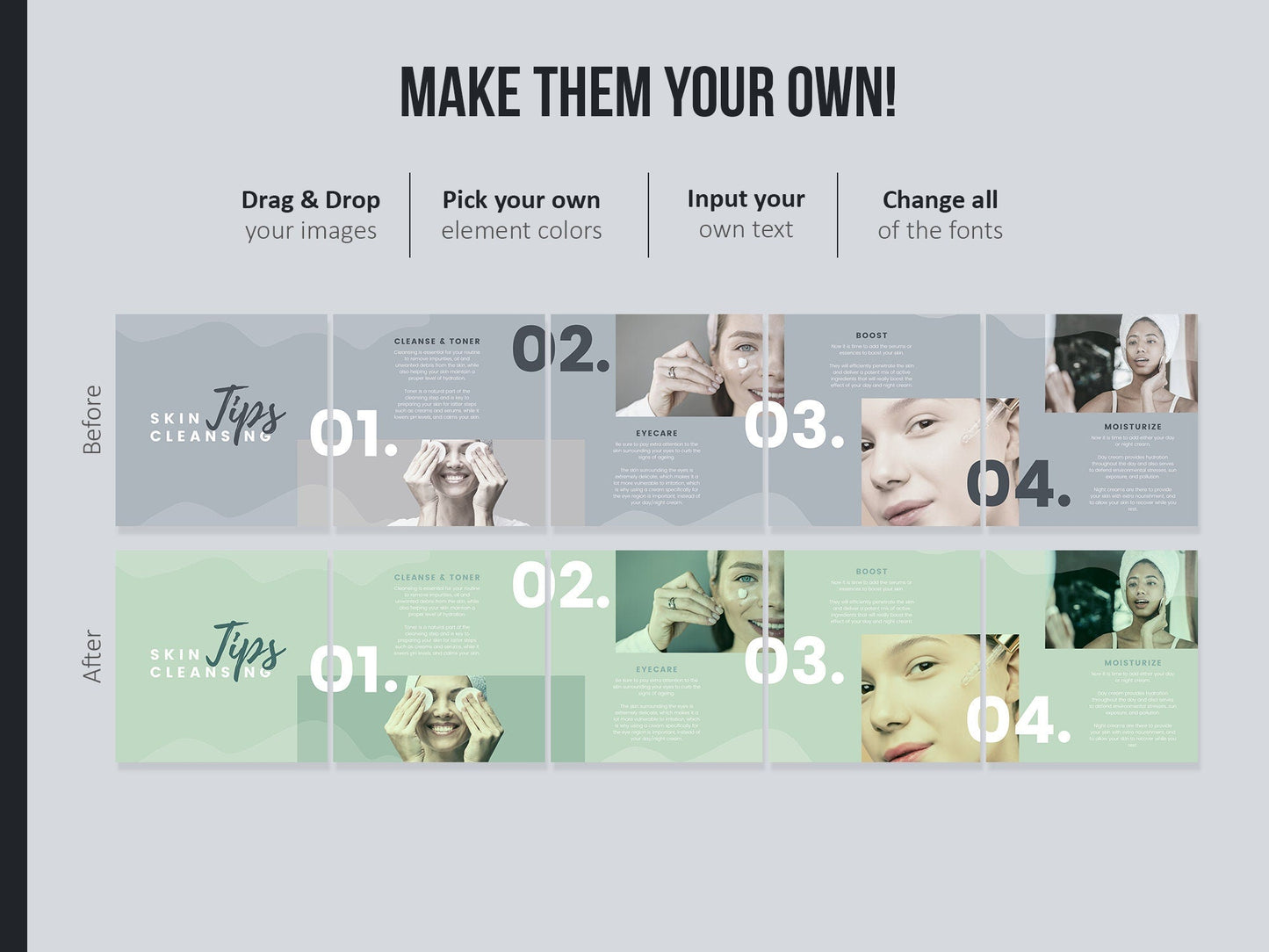 Skincare Instagram Carousel Templates (slate)