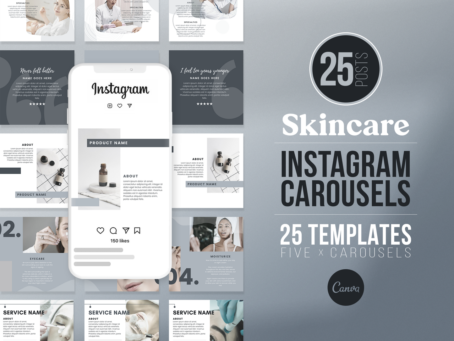 Skincare Instagram Carousel Templates (slate)