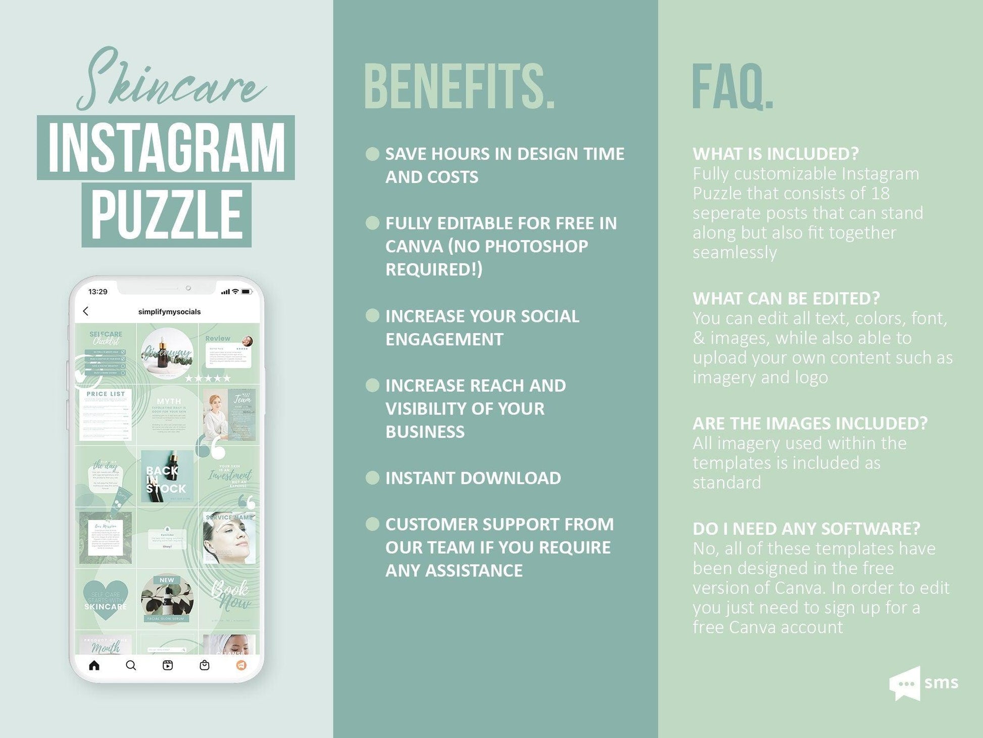 Skincare Instagram Puzzle Template (aloe)