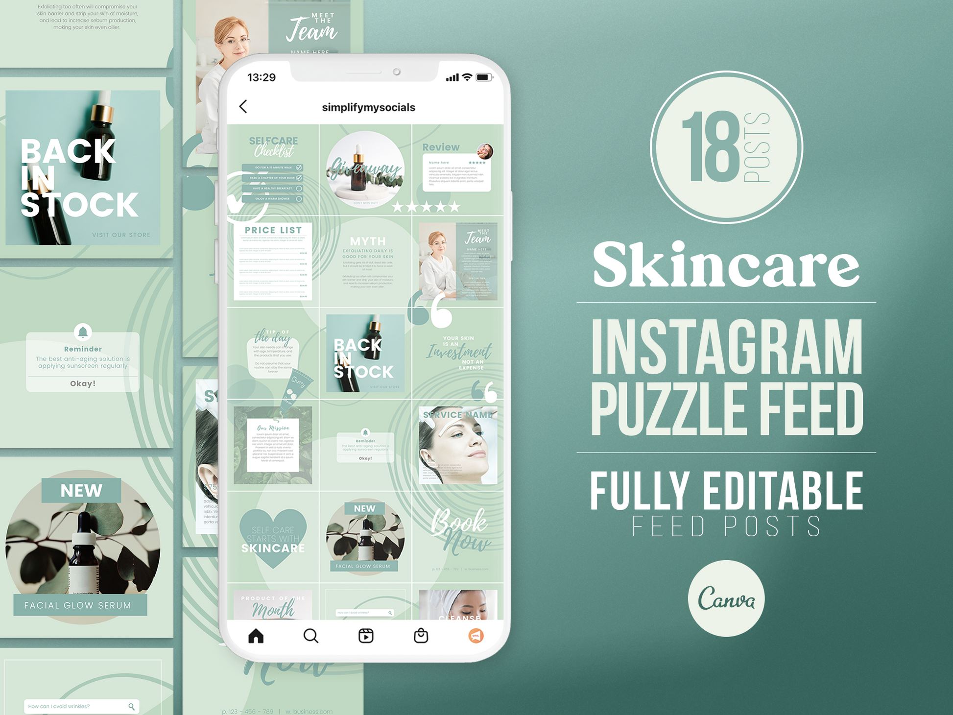 Skincare Instagram Puzzle Template (aloe)