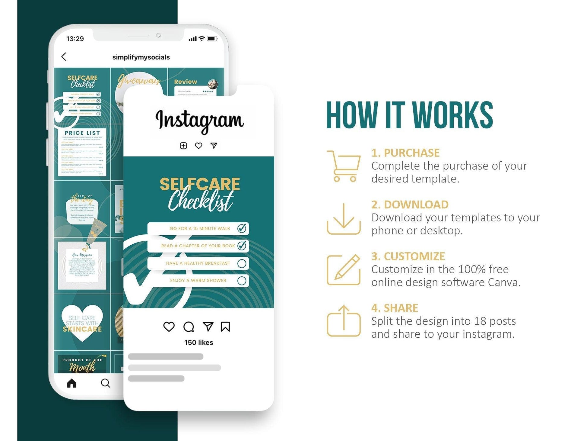 Skincare Instagram Puzzle Template (emerald)