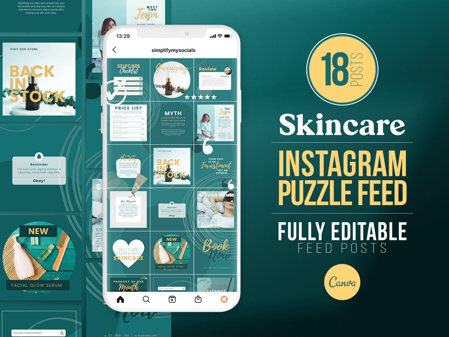Skincare Instagram Puzzle Template (emerald)