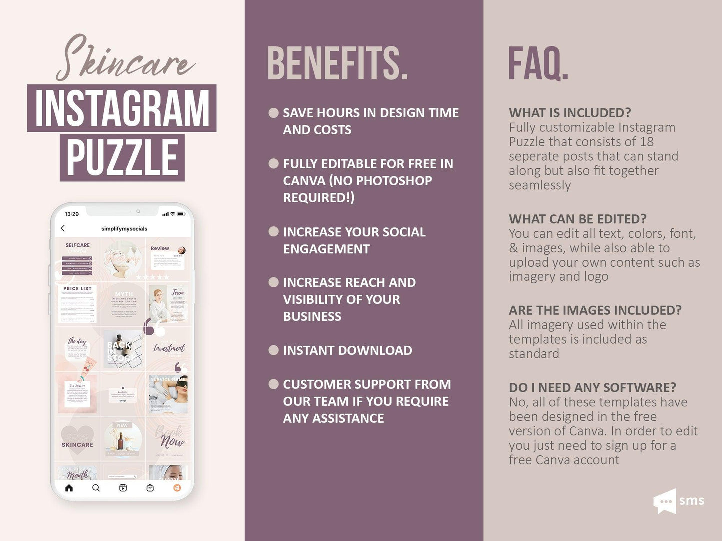 Skincare Instagram Puzzle Template (pebble)