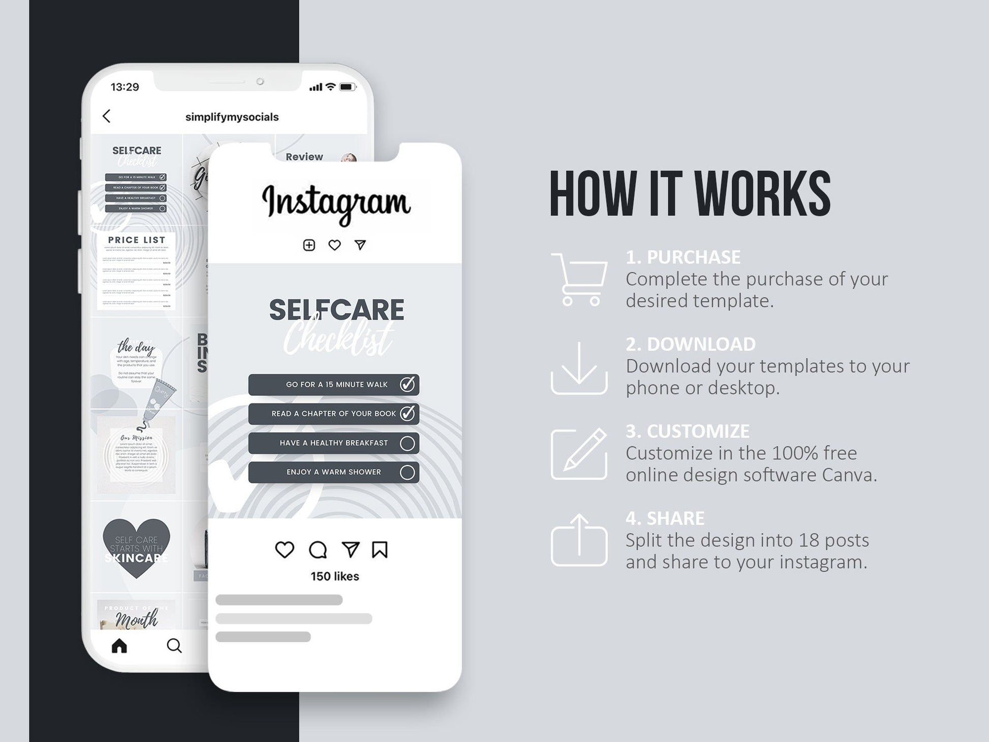 Skincare Instagram Puzzle Template (slate)