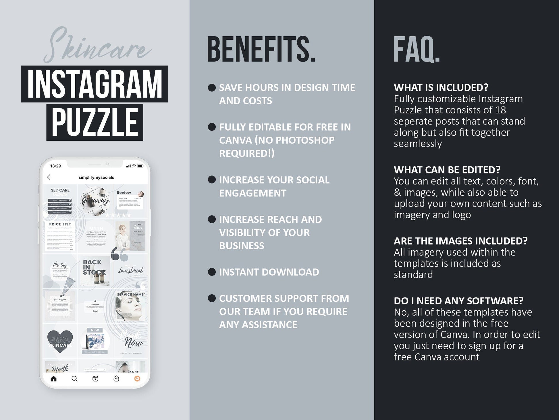 Skincare Instagram Puzzle Template (slate)