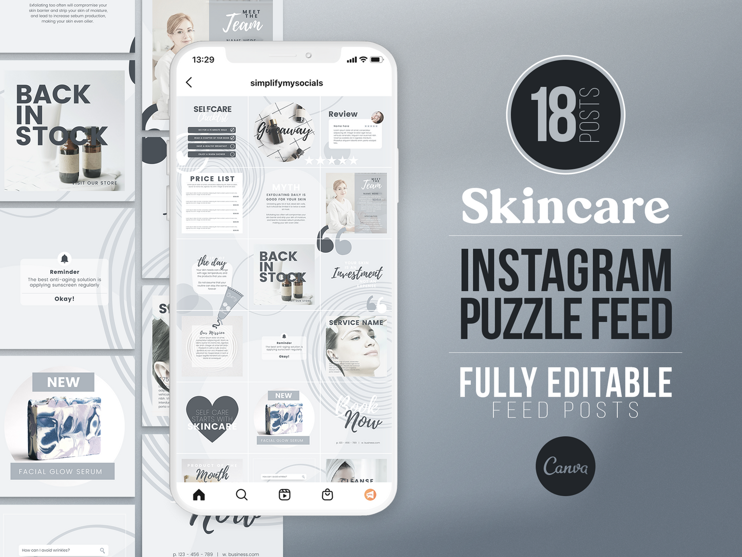 Skincare Instagram Puzzle Template (slate)