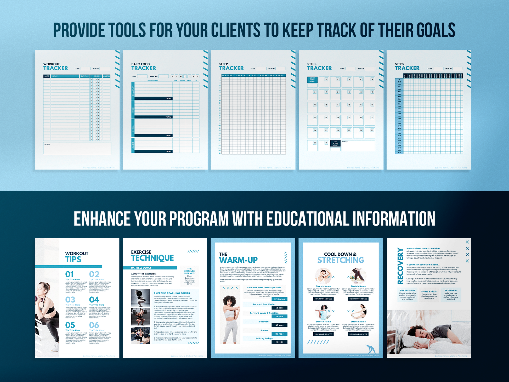 Workout Program Template (sky) – simplifymysocials