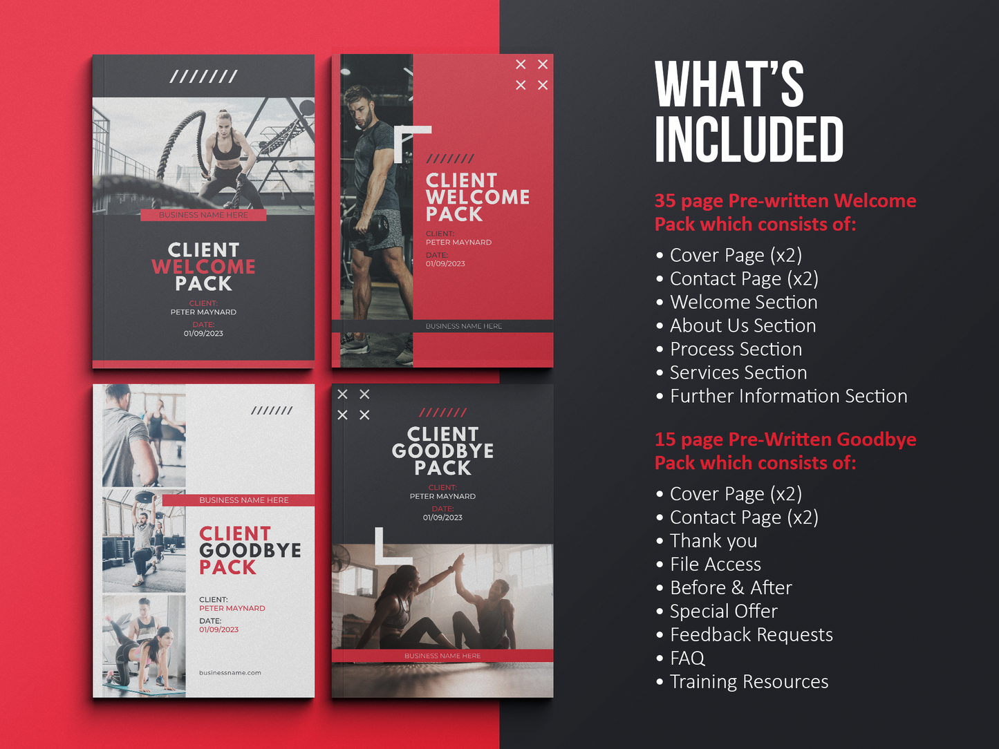 Fitness Client Welcome Pack and Client Goodbye Pack (Scarlet)