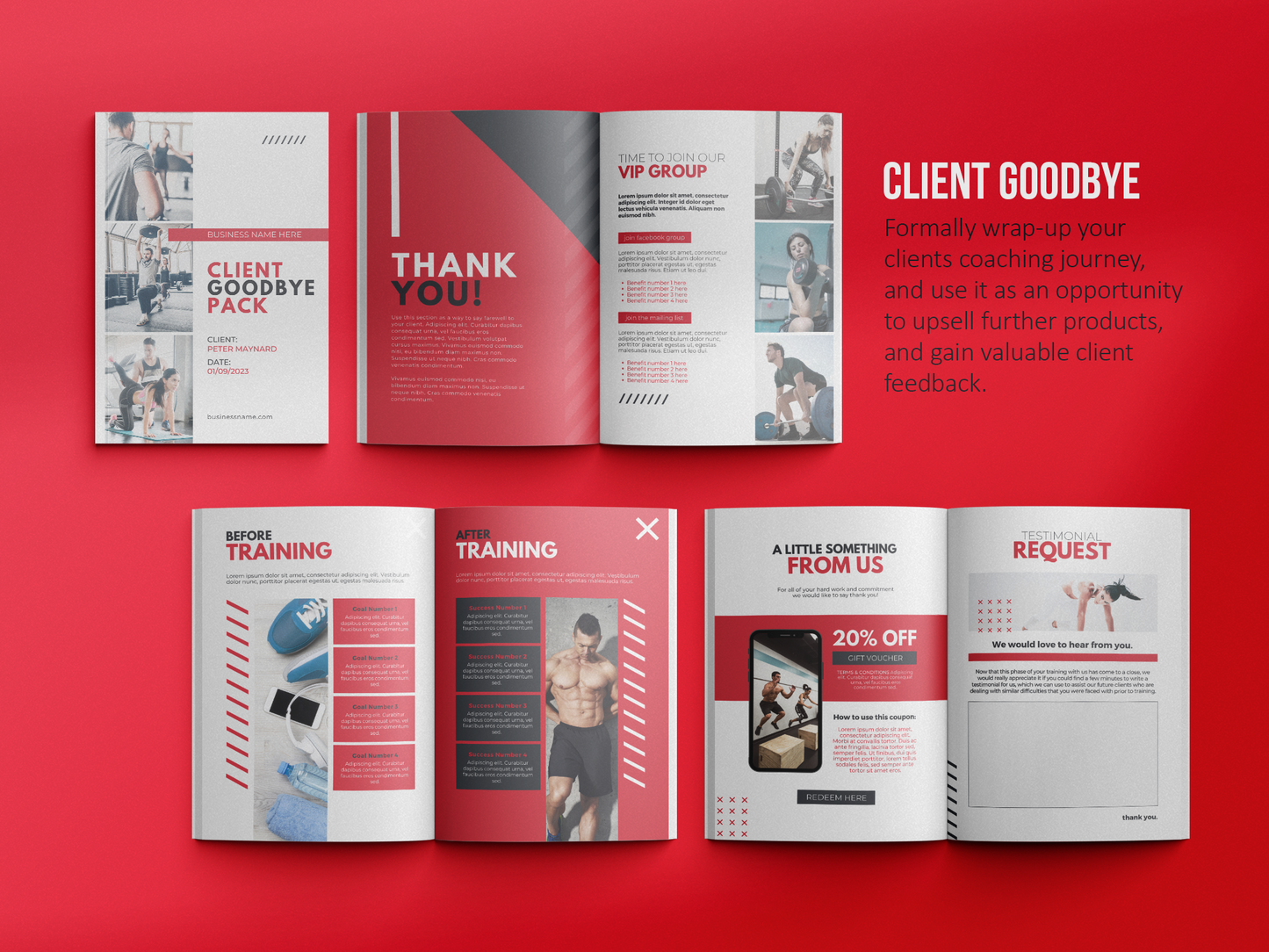 Fitness Client Welcome Pack and Client Goodbye Pack (Scarlet)