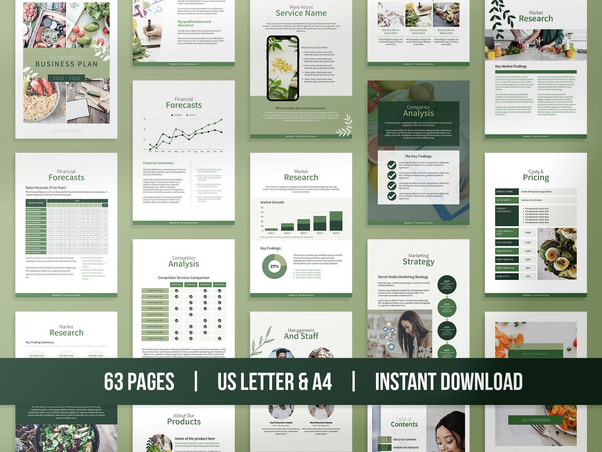 Nutritionist Business Plan Template (Olive)