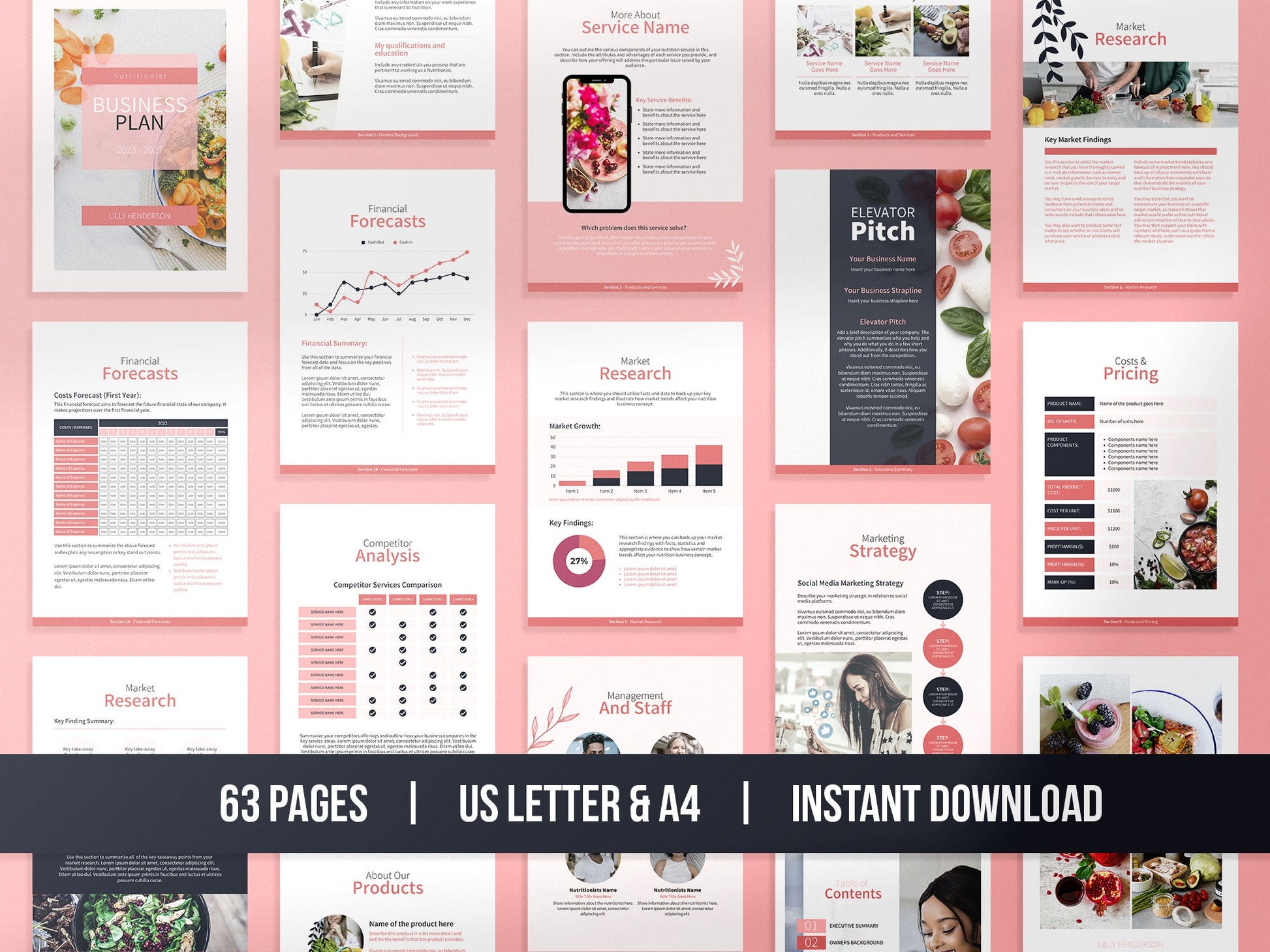 Nutritionist Business Plan Template (Blush)