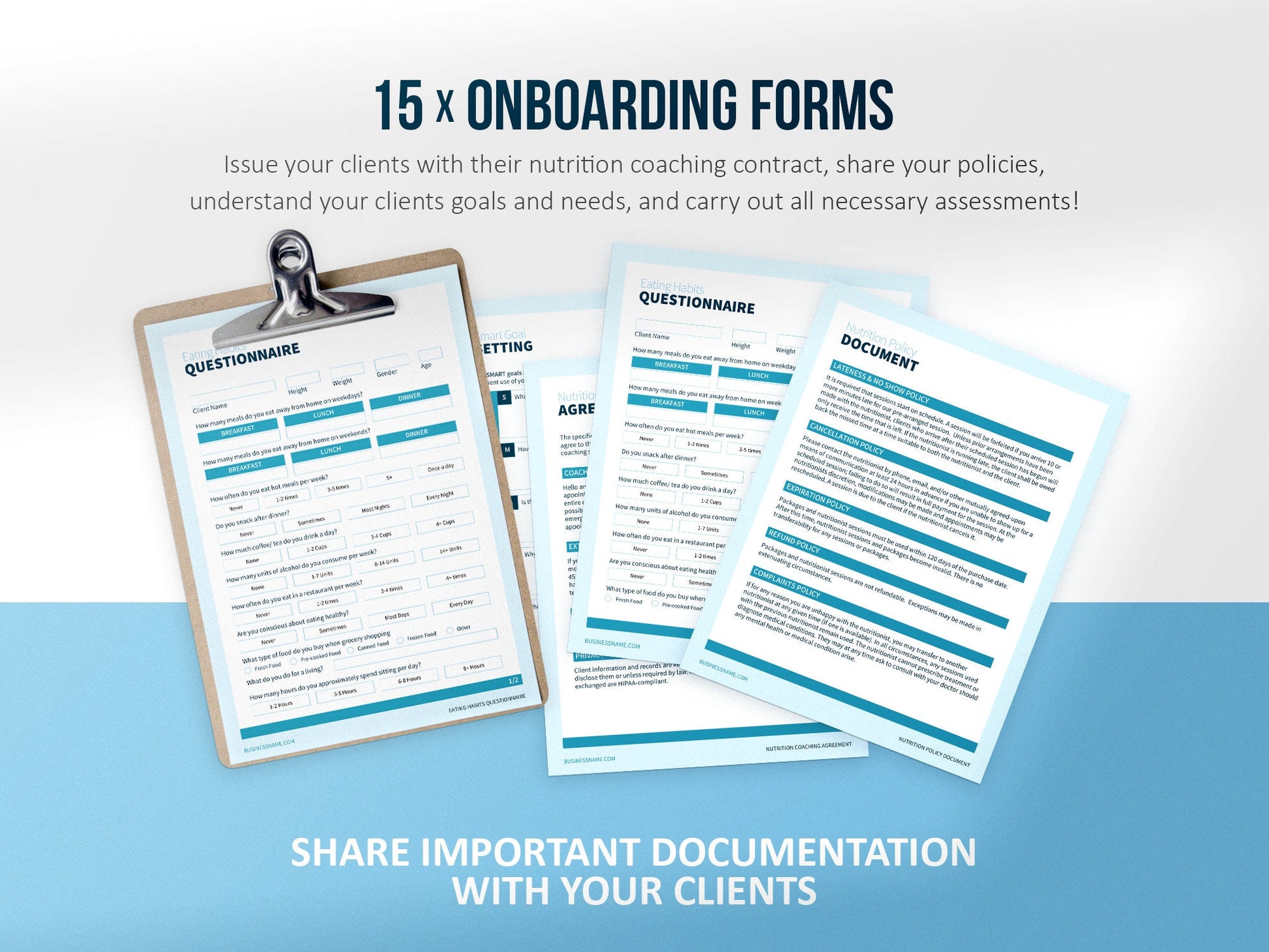 Nutrition Coach Client Intake Forms and Nutrition Trackers (Sky)