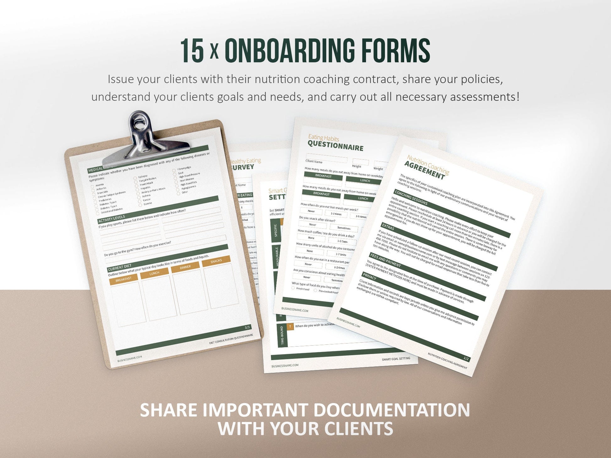 Nutrition Coach Client Intake Forms and Nutrition Trackers (Nature)