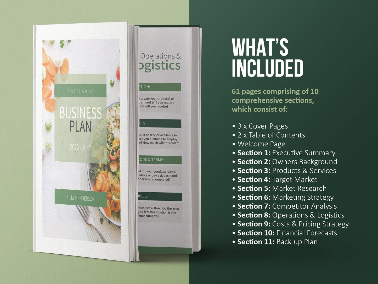 Nutritionist Business Plan Template (Olive)