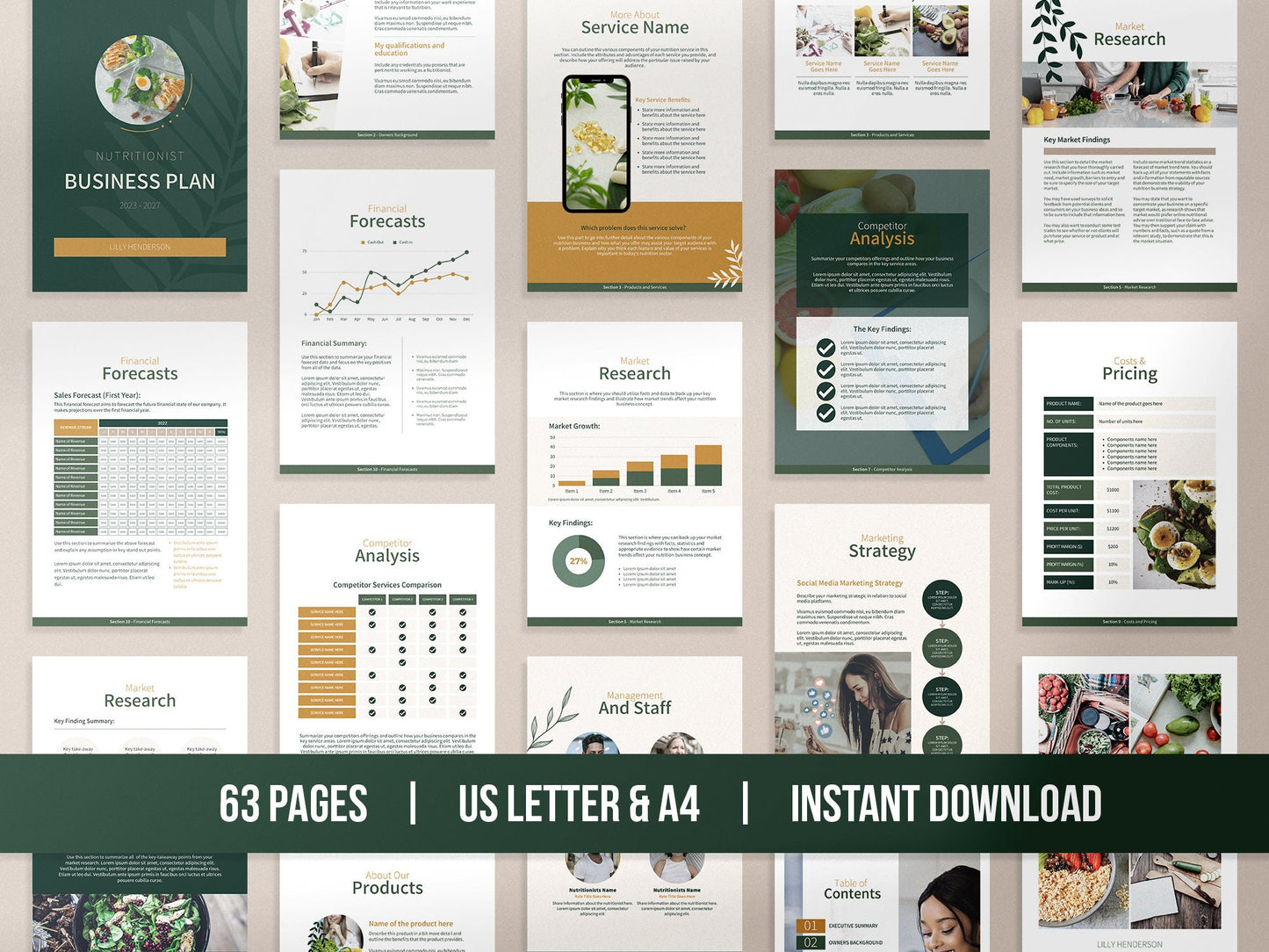 Nutritionist Business Plan Template (Nature)